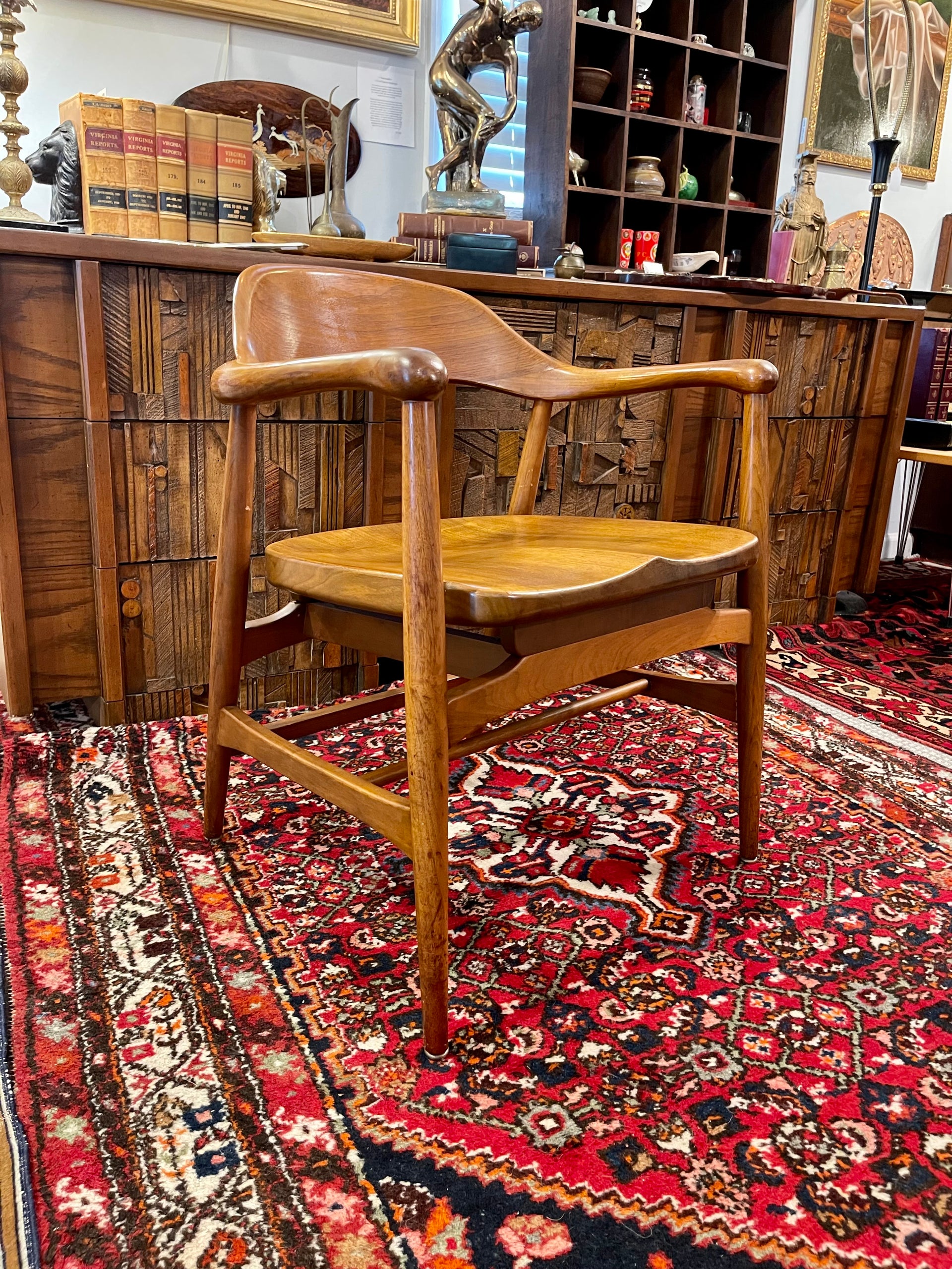 Johnson Chair Co. Midcentury Modern Solid Walnut Armchair