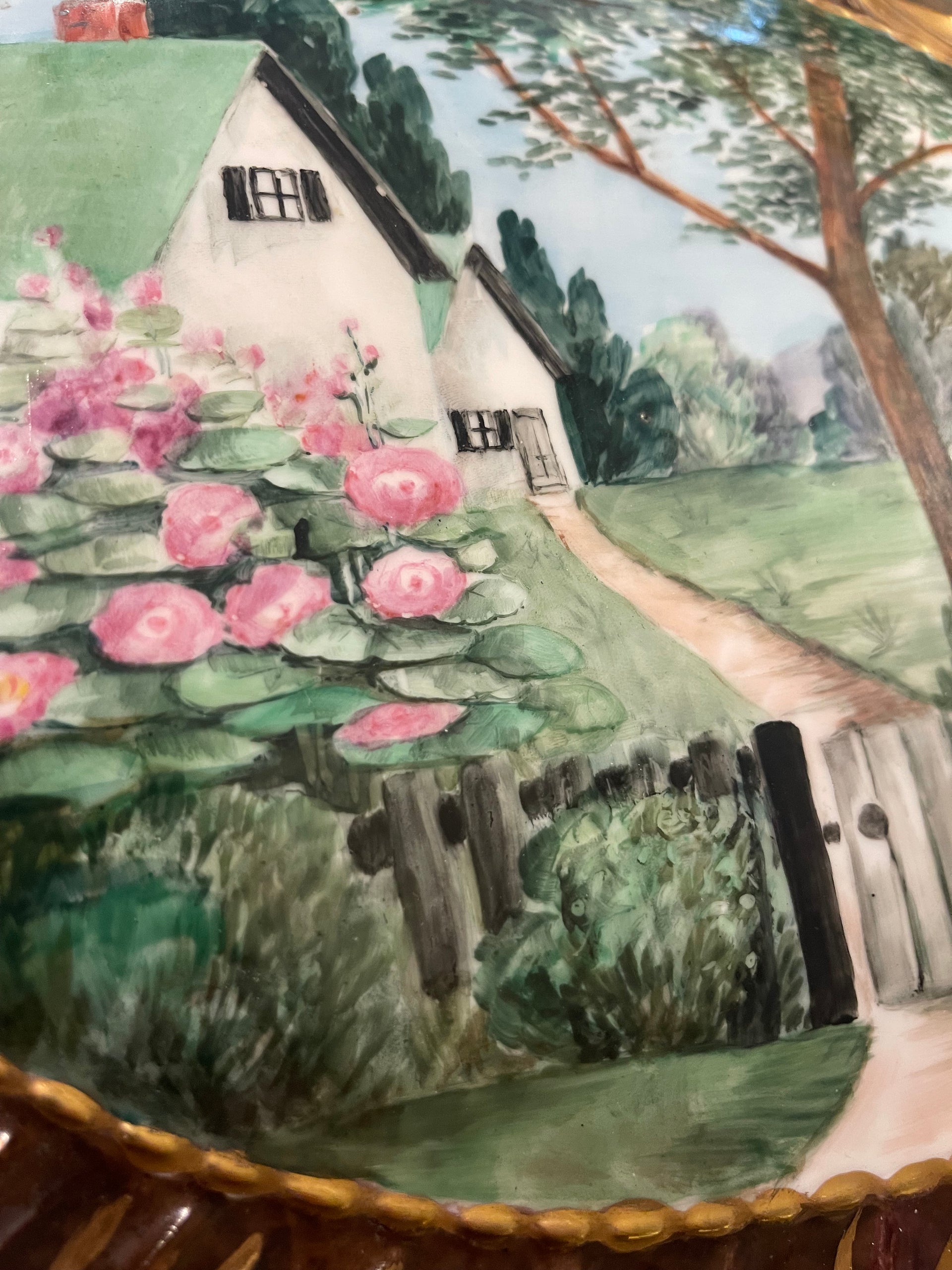 Handpainted Porcelain Frescoe Signed and Dated 1932