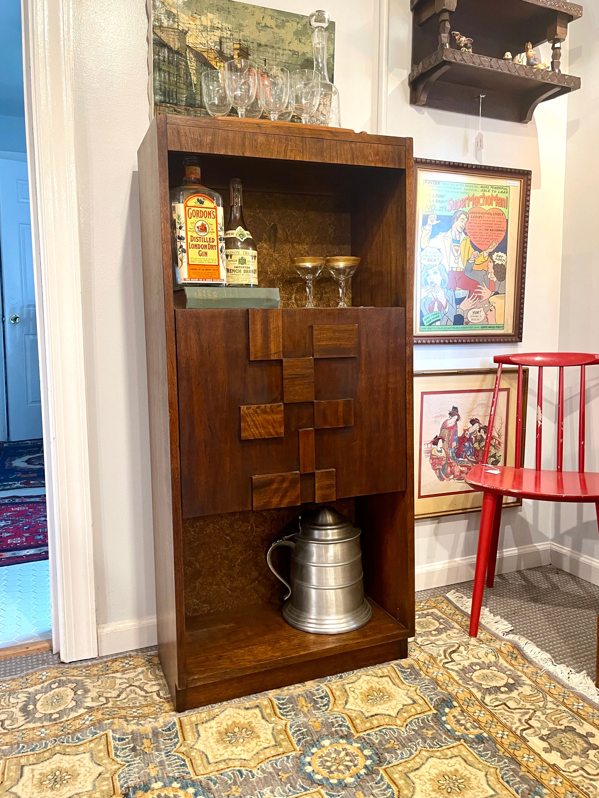 Lane “Staccato” Brutalist Bar Cabinet