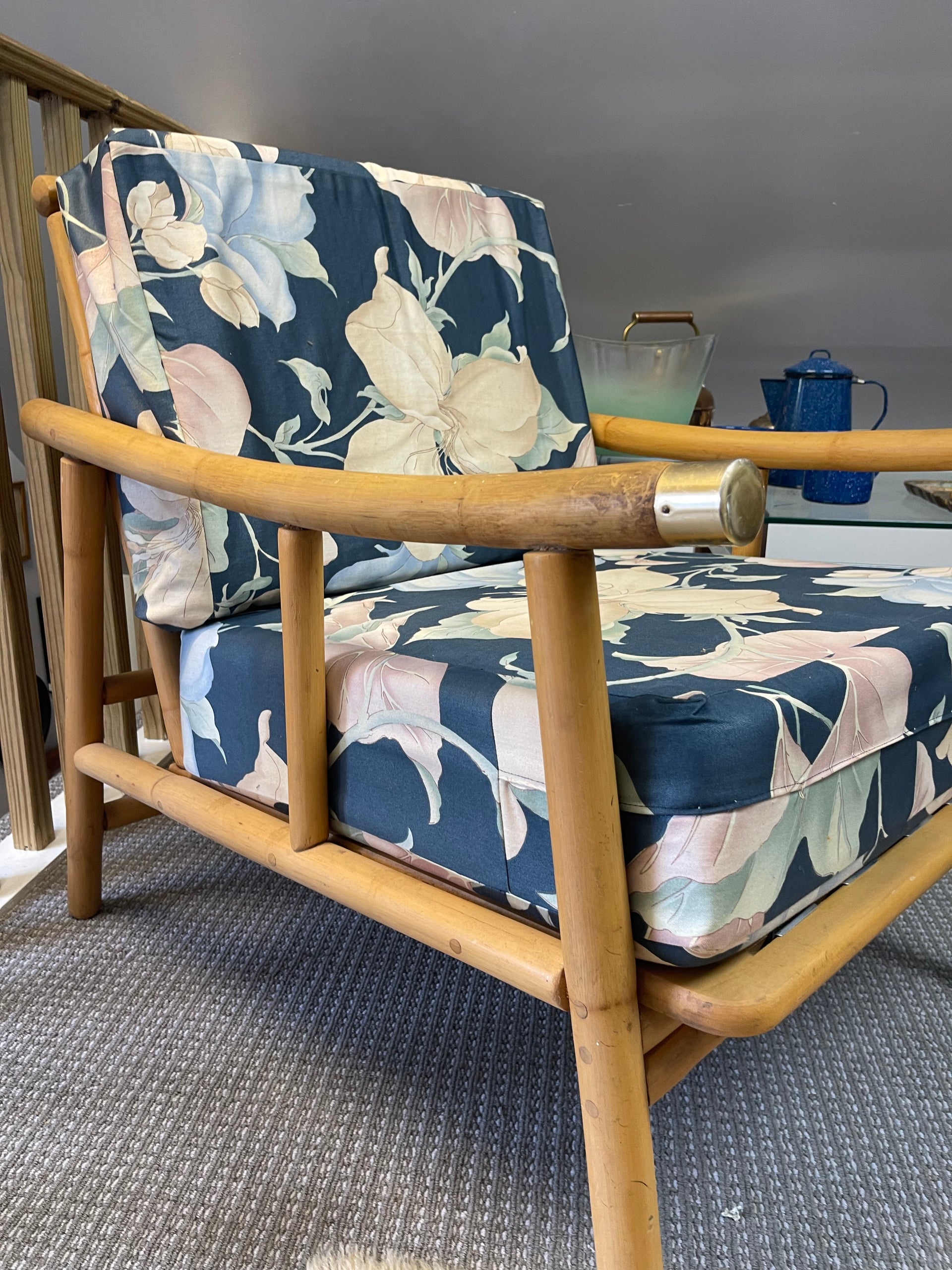 Ficks Reed Bamboo Upholstered Armchair