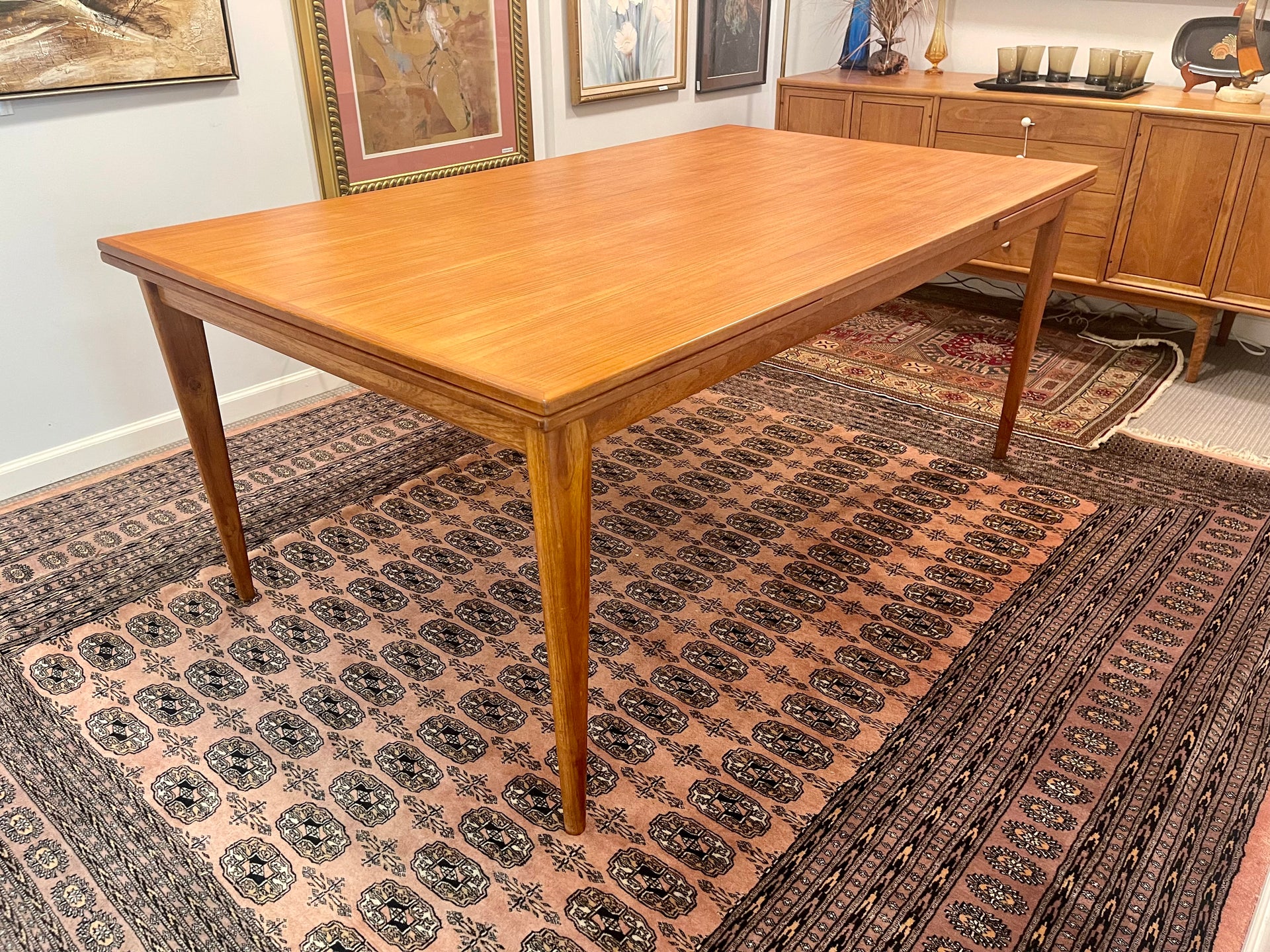 Rosewood and Teak Scandinavian Modern Dining Table by Niels Otto Møller