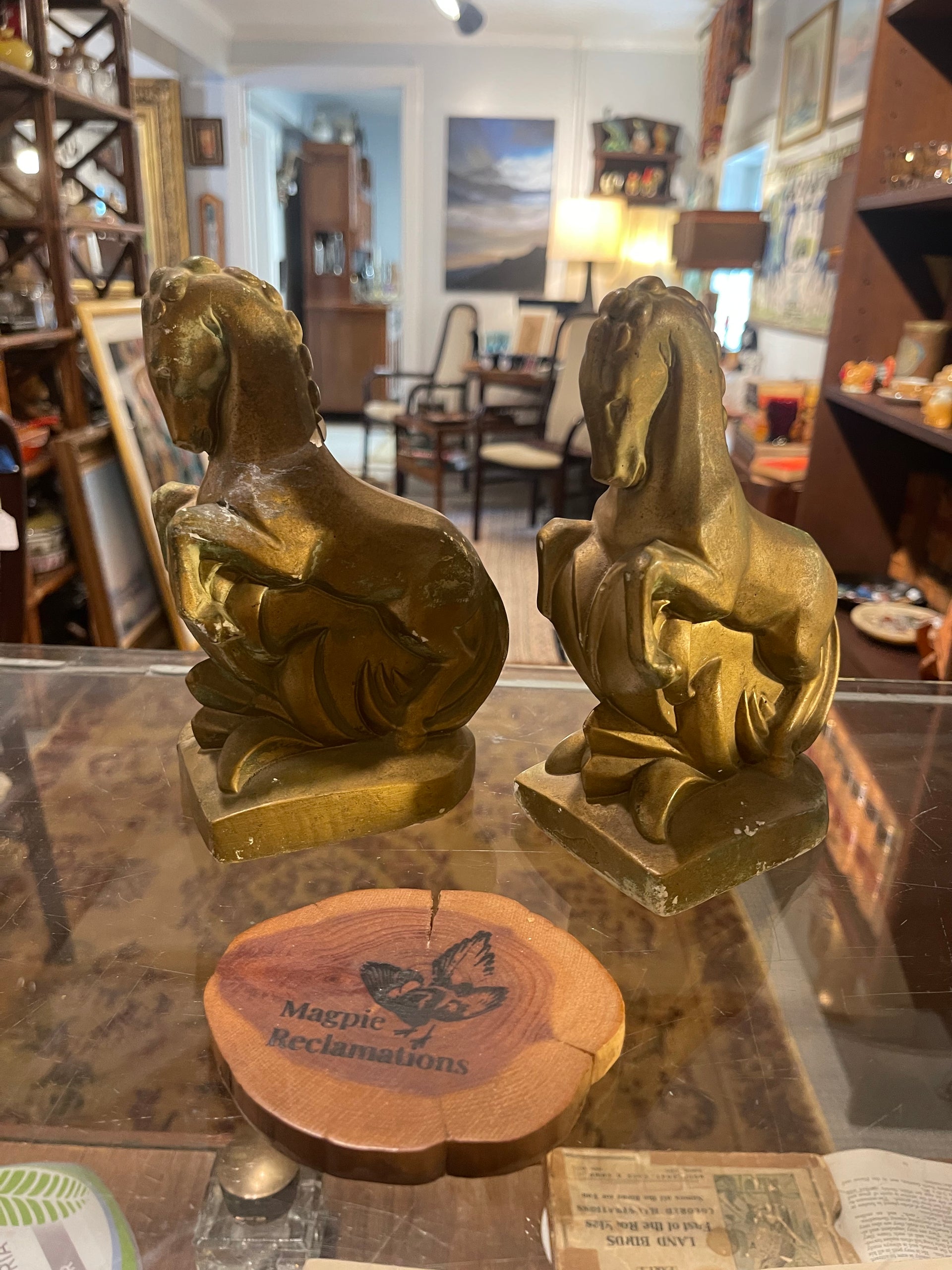 1920s Antique Art Deco Horse Bookends