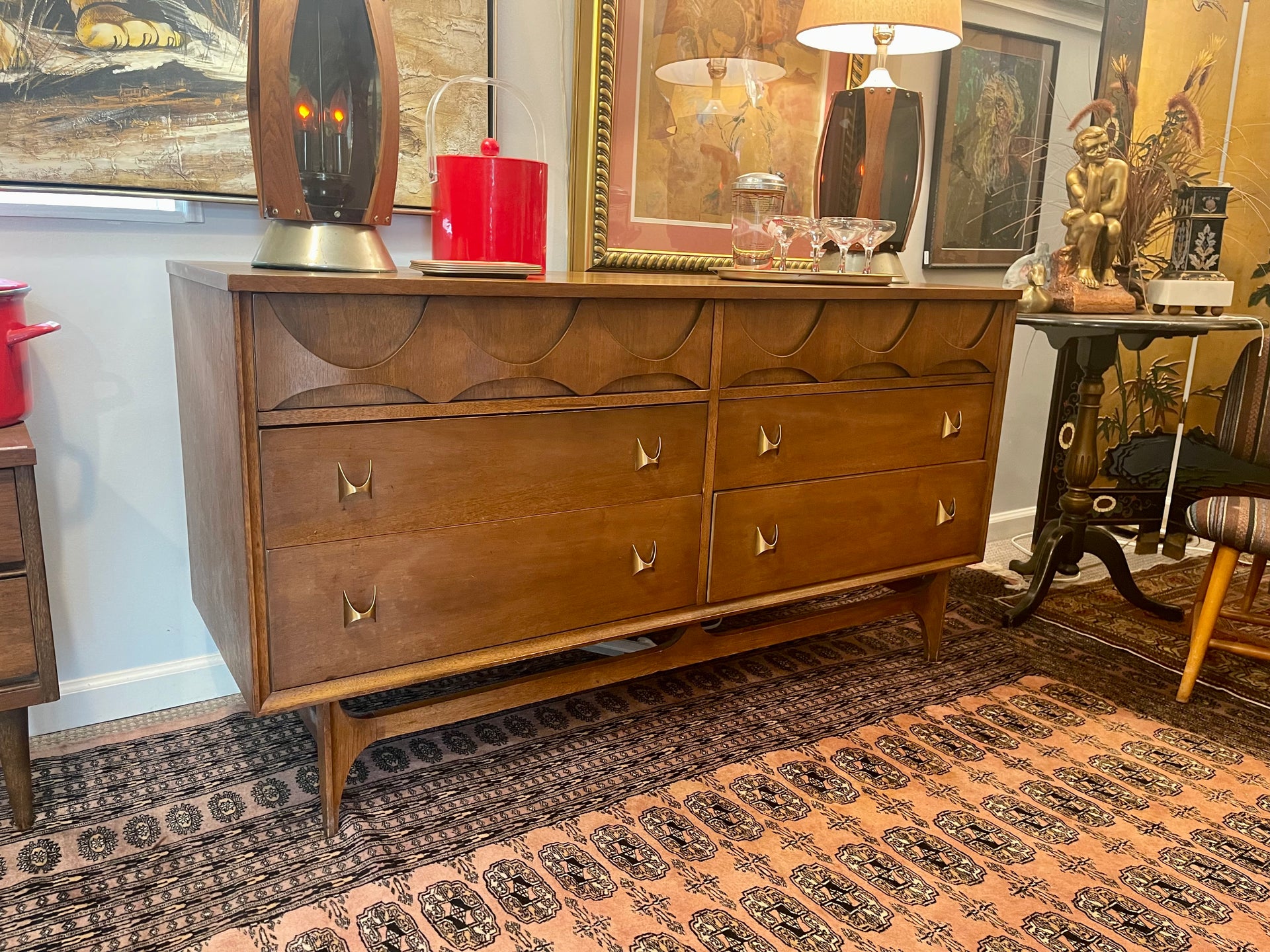 Midcentury Modern Broyhill Brasilia Six Drawer Lowboy Dresser