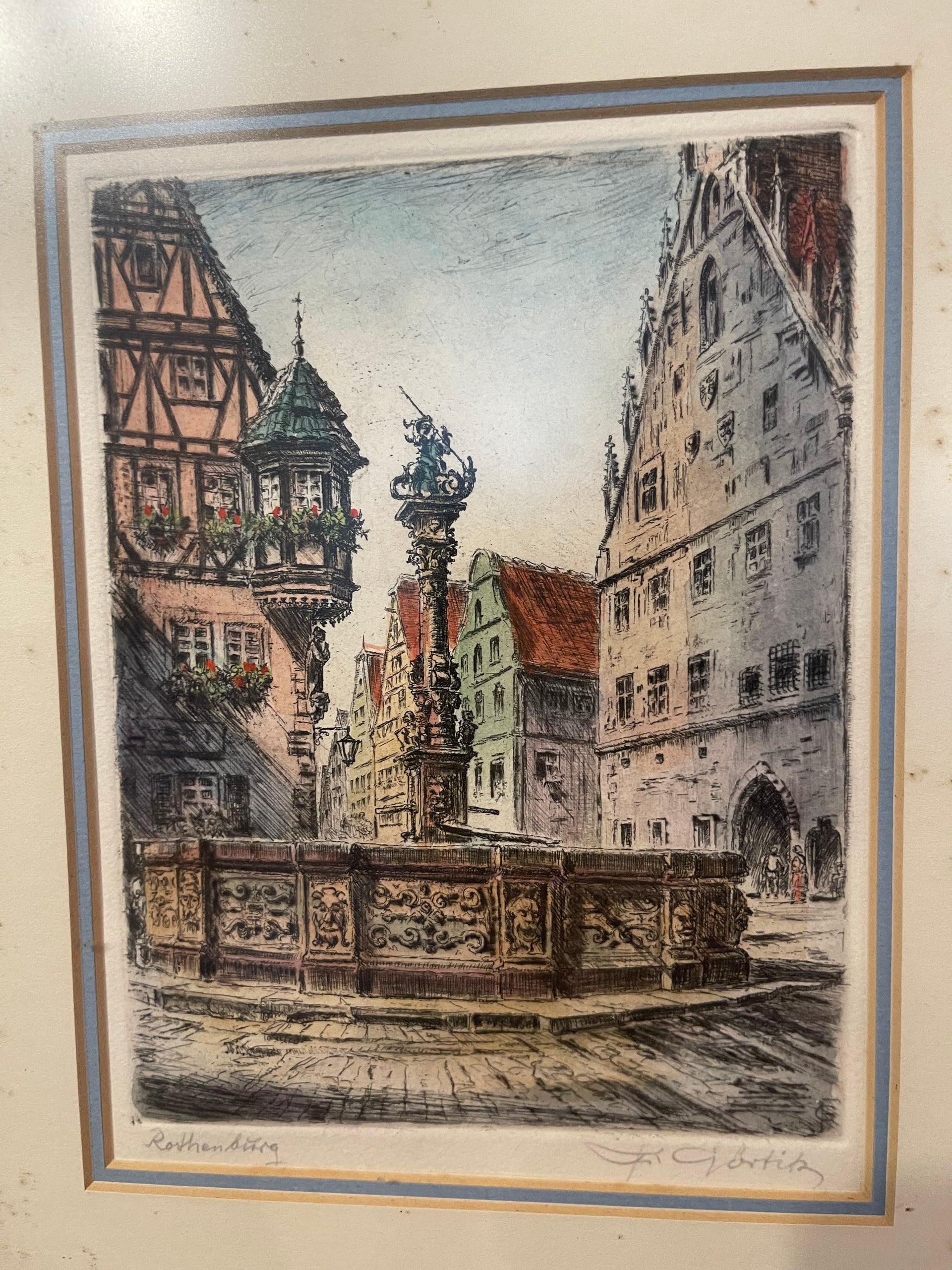 Rothenburg Signed and Colored Lithograph