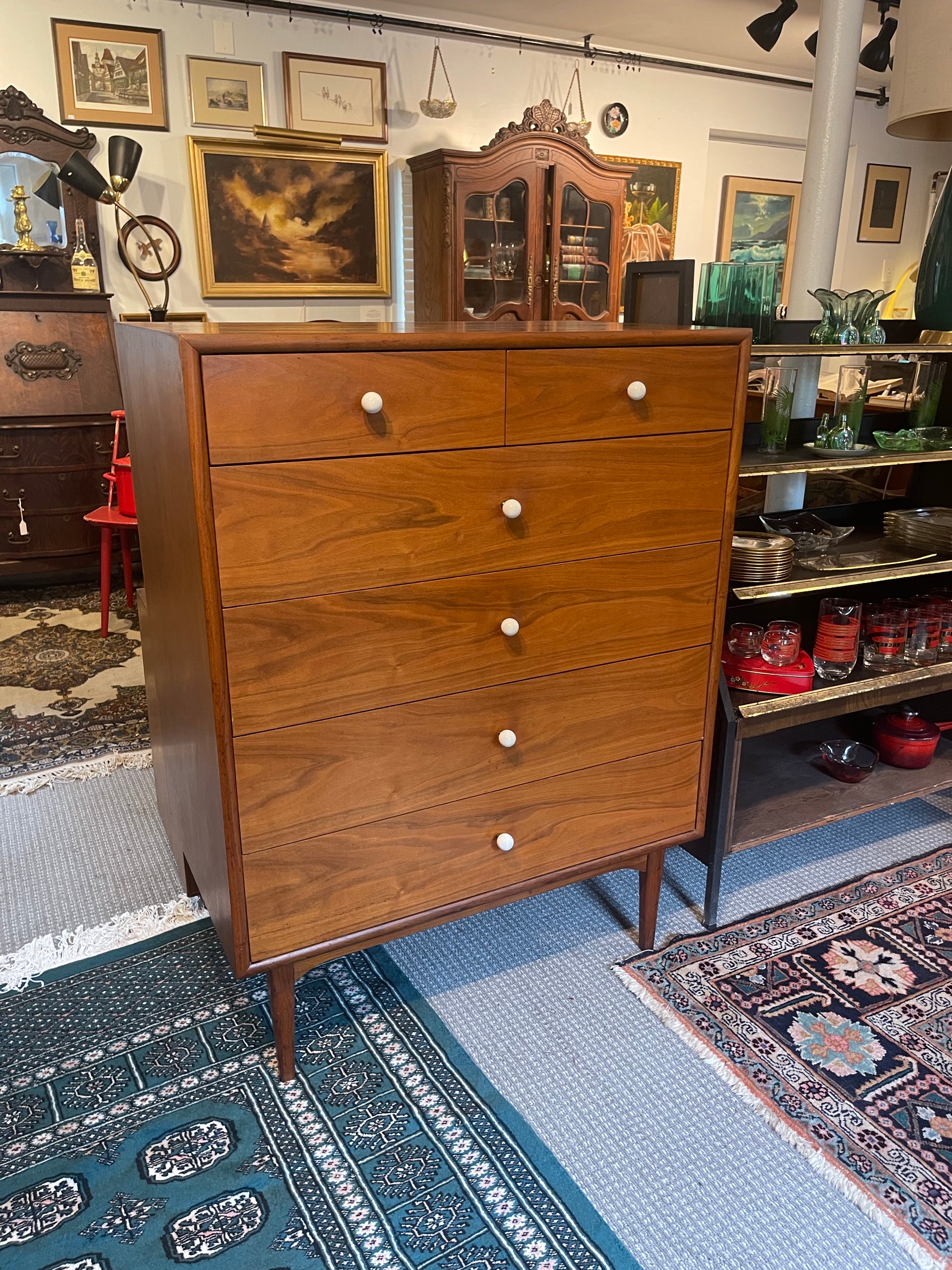 Drexel Declaration Midcentury Modern Tallboy Dresser