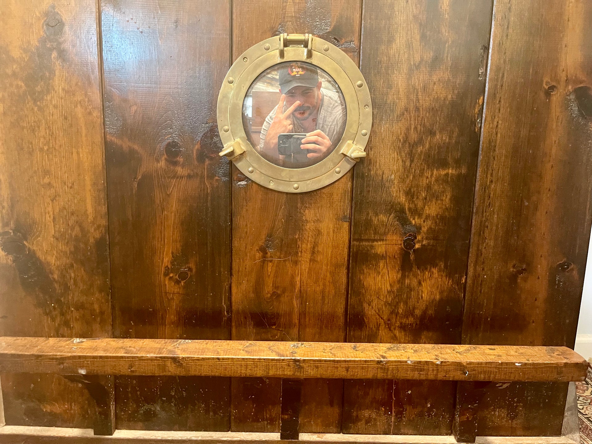 Vintage Handmade Nautical Themed Bar with Brass Details