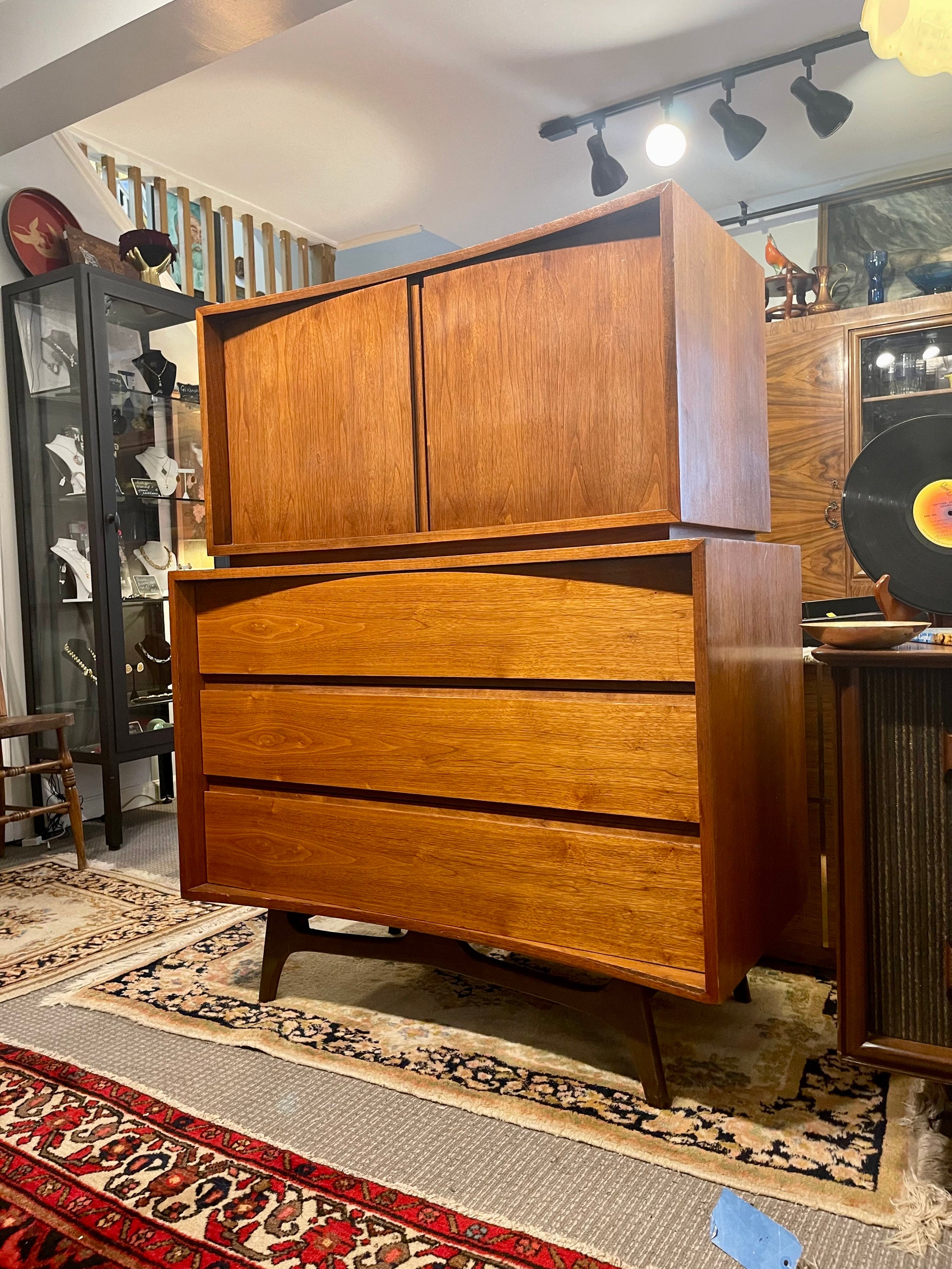 Midcentury Modern Tallboy Gentleman’s Chest by Tobago of Canada