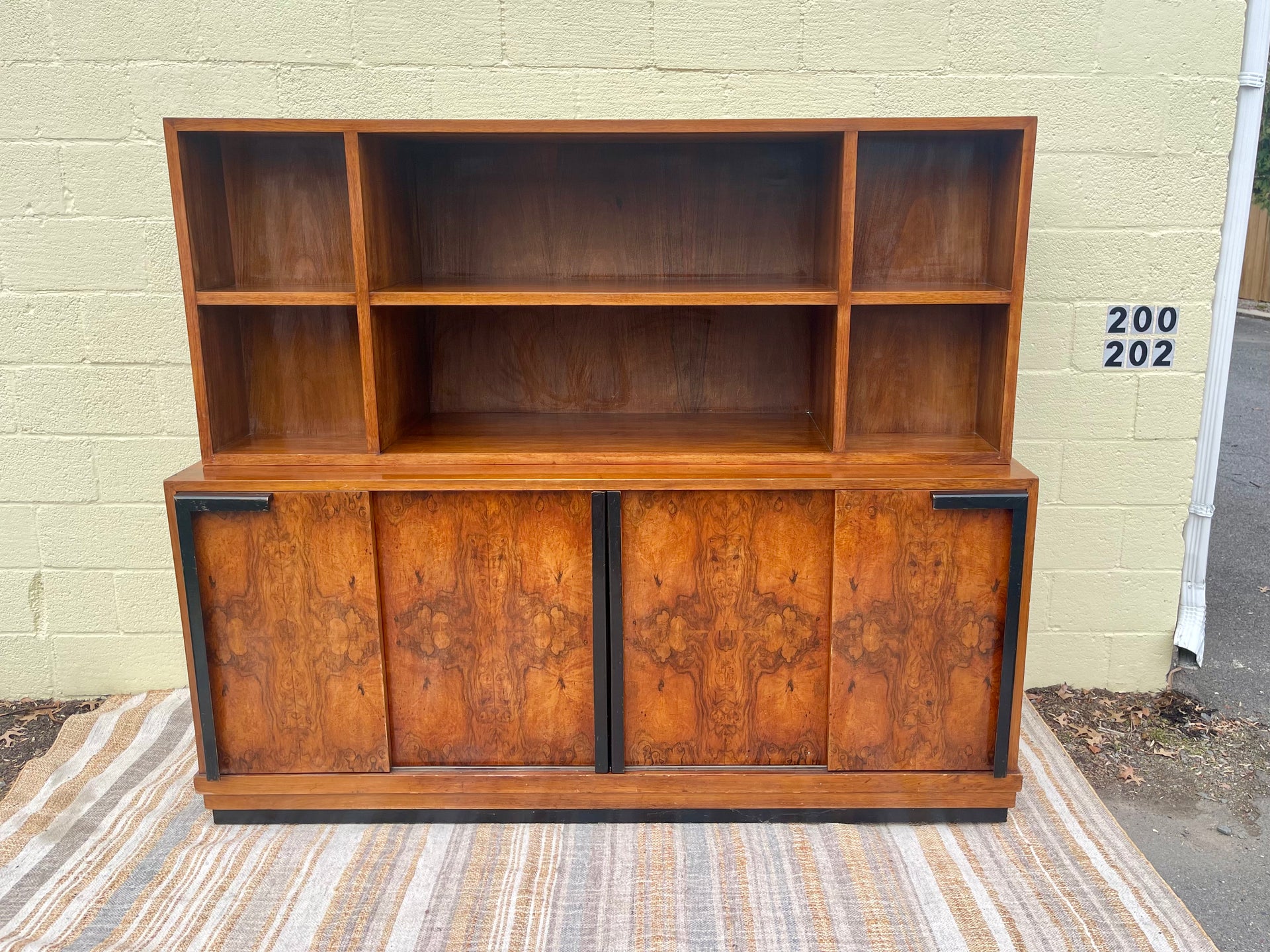 Antique Italian Handcrafted Burled Wall Unit