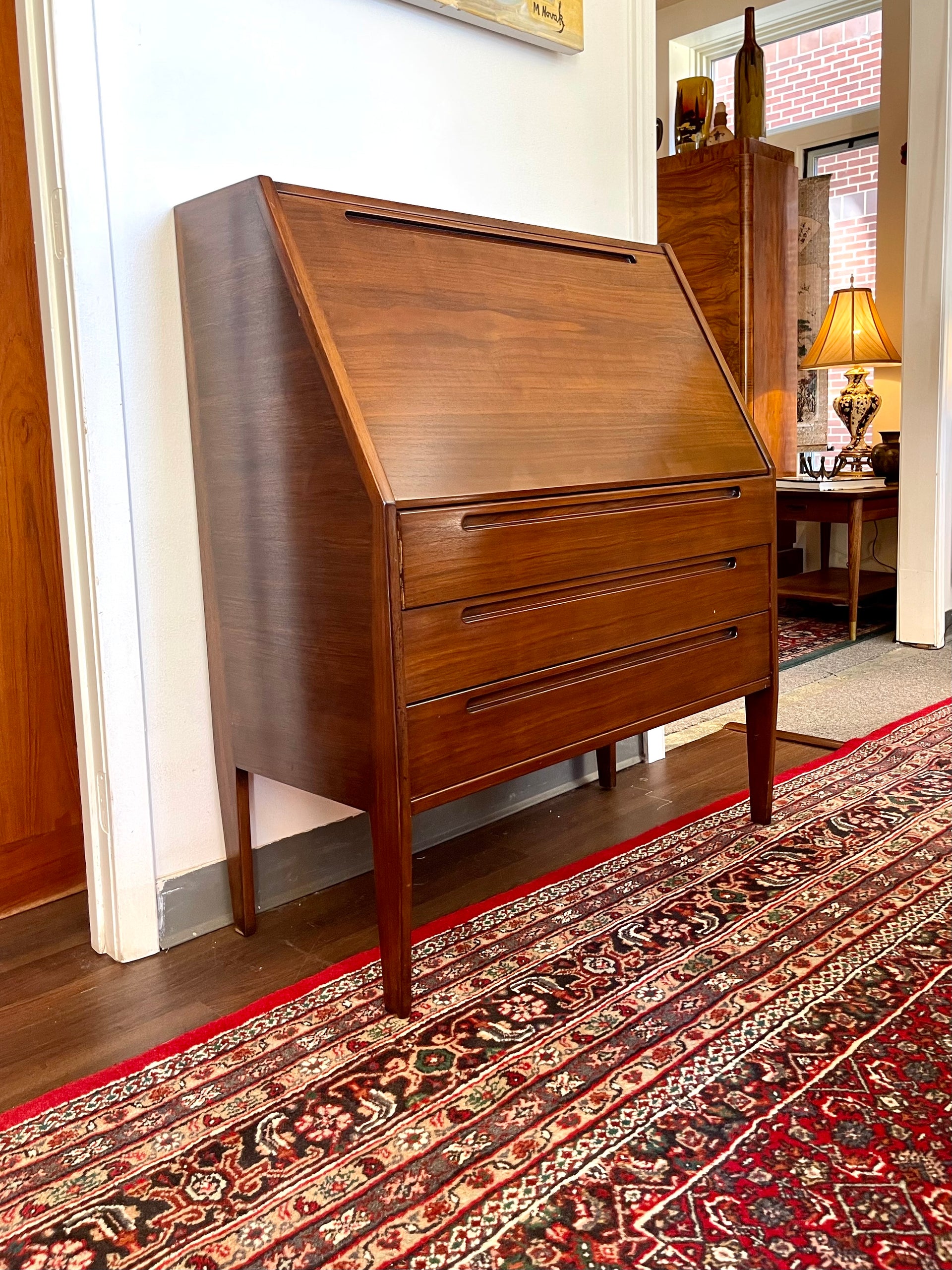 Scandinavian Modern Walnut Secretary Desk by Nils Jonsson for HJN Mobler