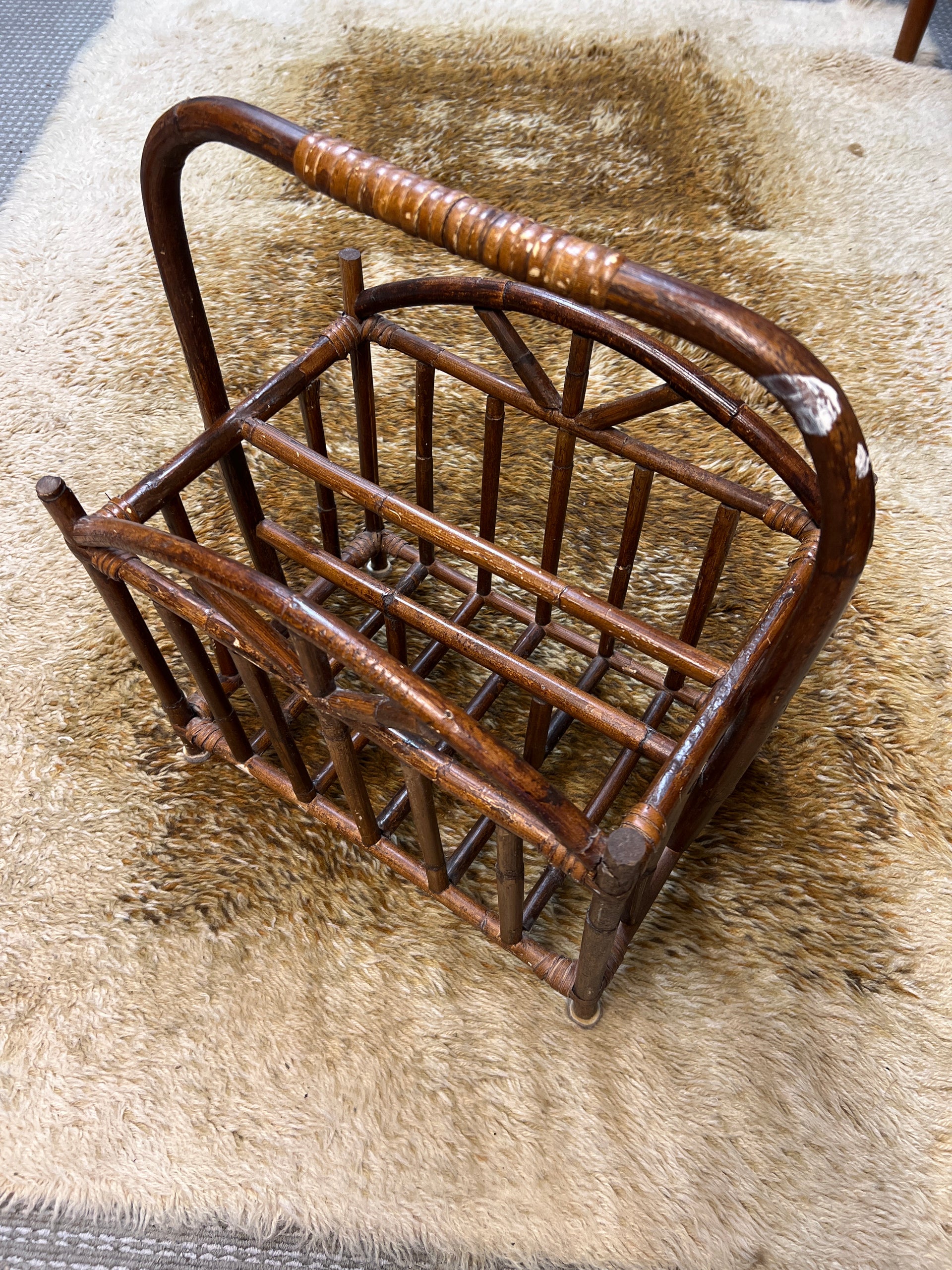 Mid-Century Ficks and Reed Style Bamboo Magazine Rack