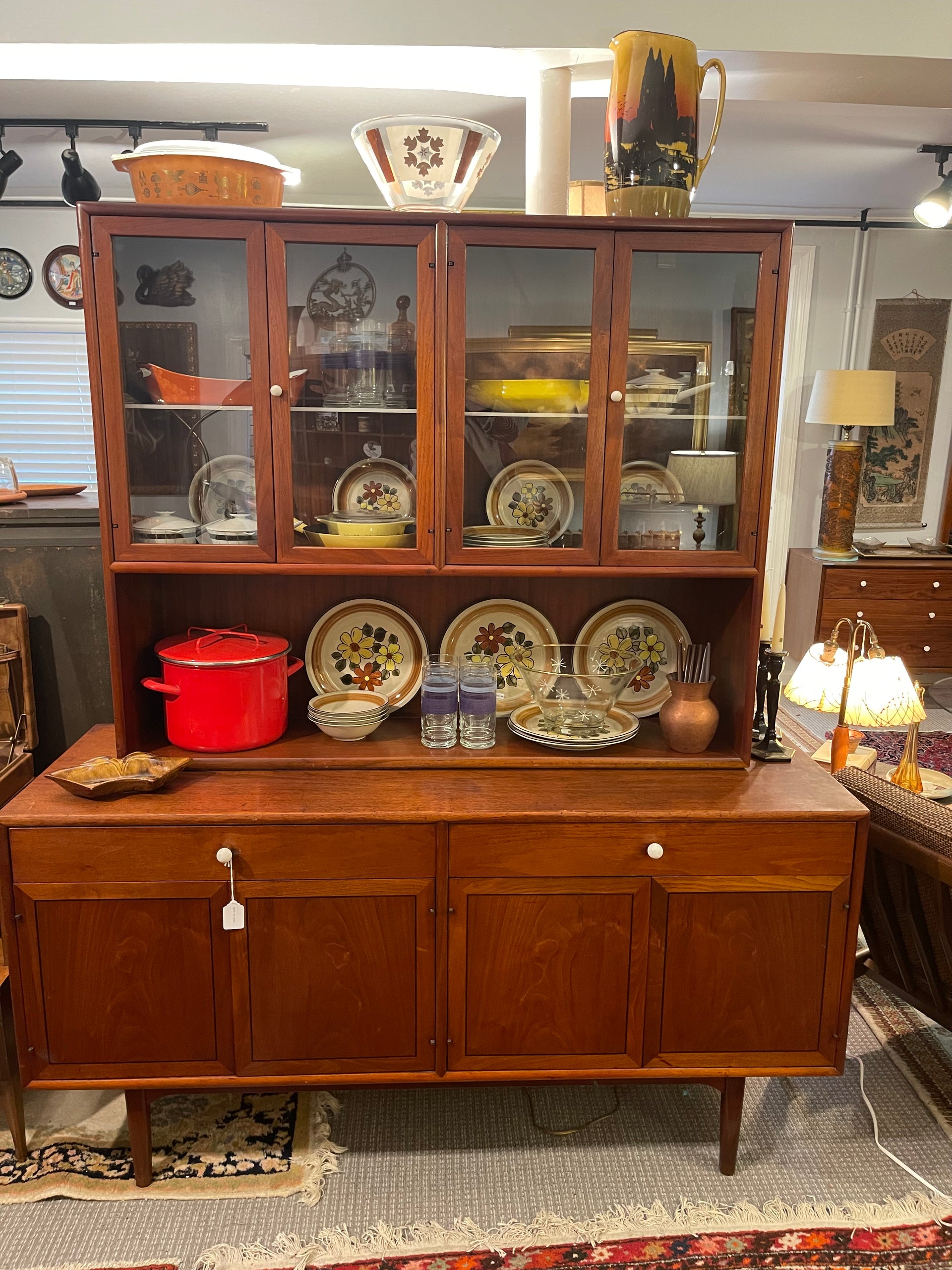 Kipp Stewart for Drexel Declaration Midcentury Modern Credenza & Hutch