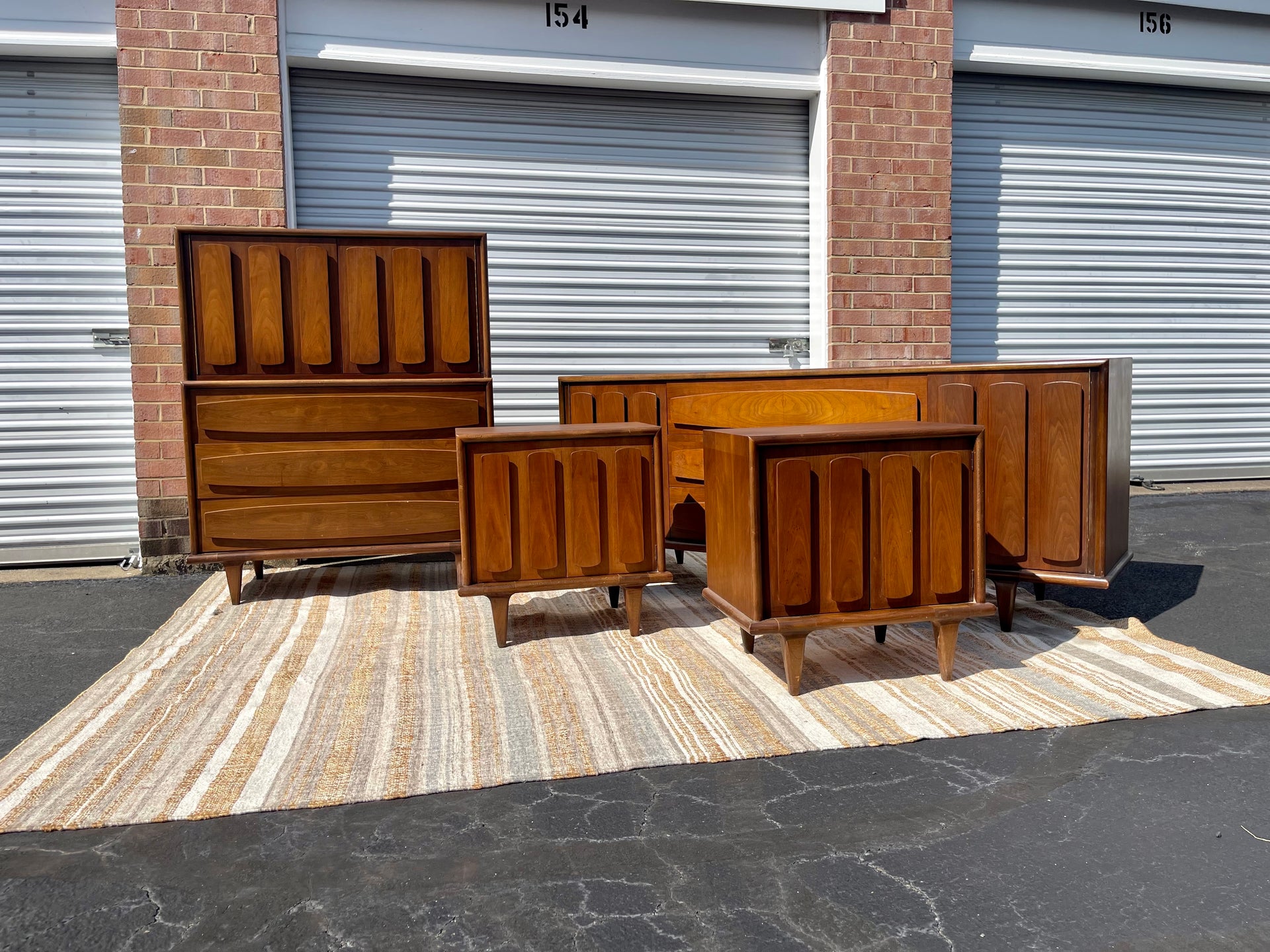 American of Martinsville Large Walnut Lowboy Dresser