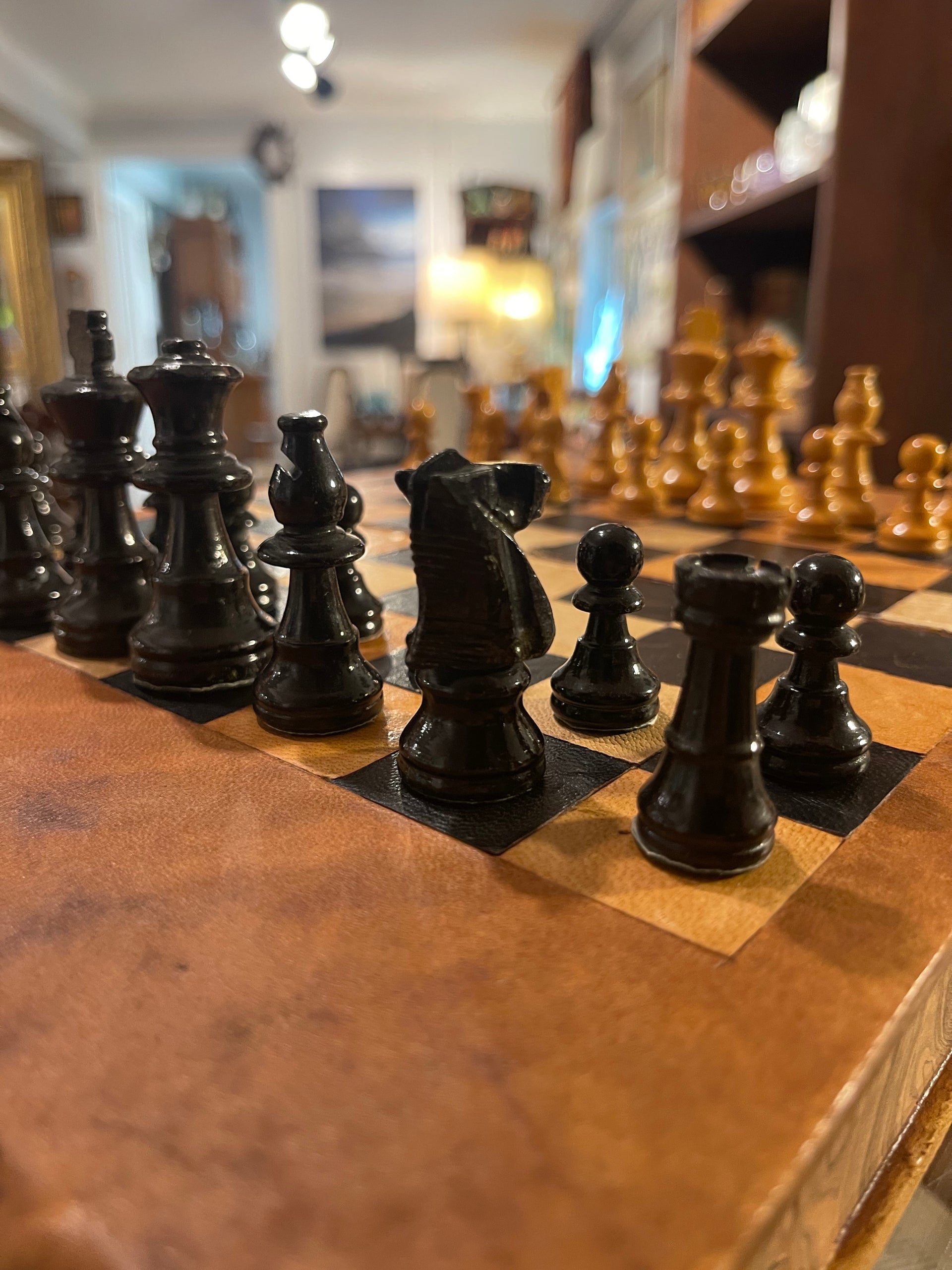 Vintage Victorian-Style Folding Book Form Chess Board Set