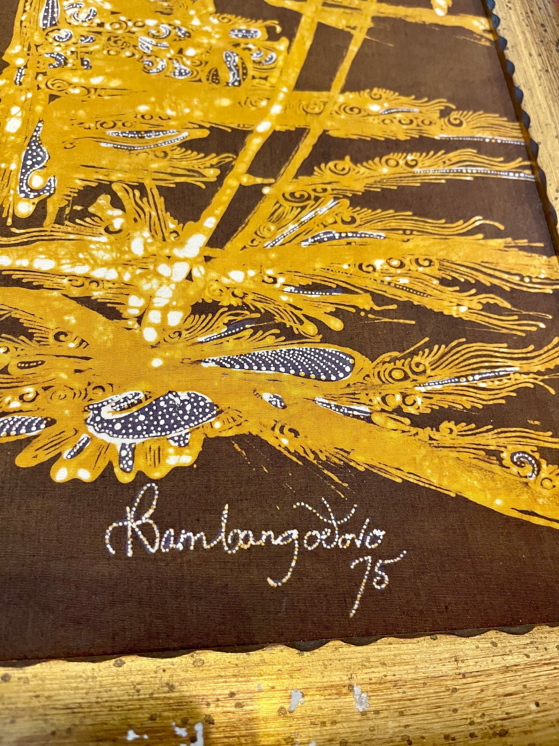 Gold Tropical Batik Signed and Dated 1975