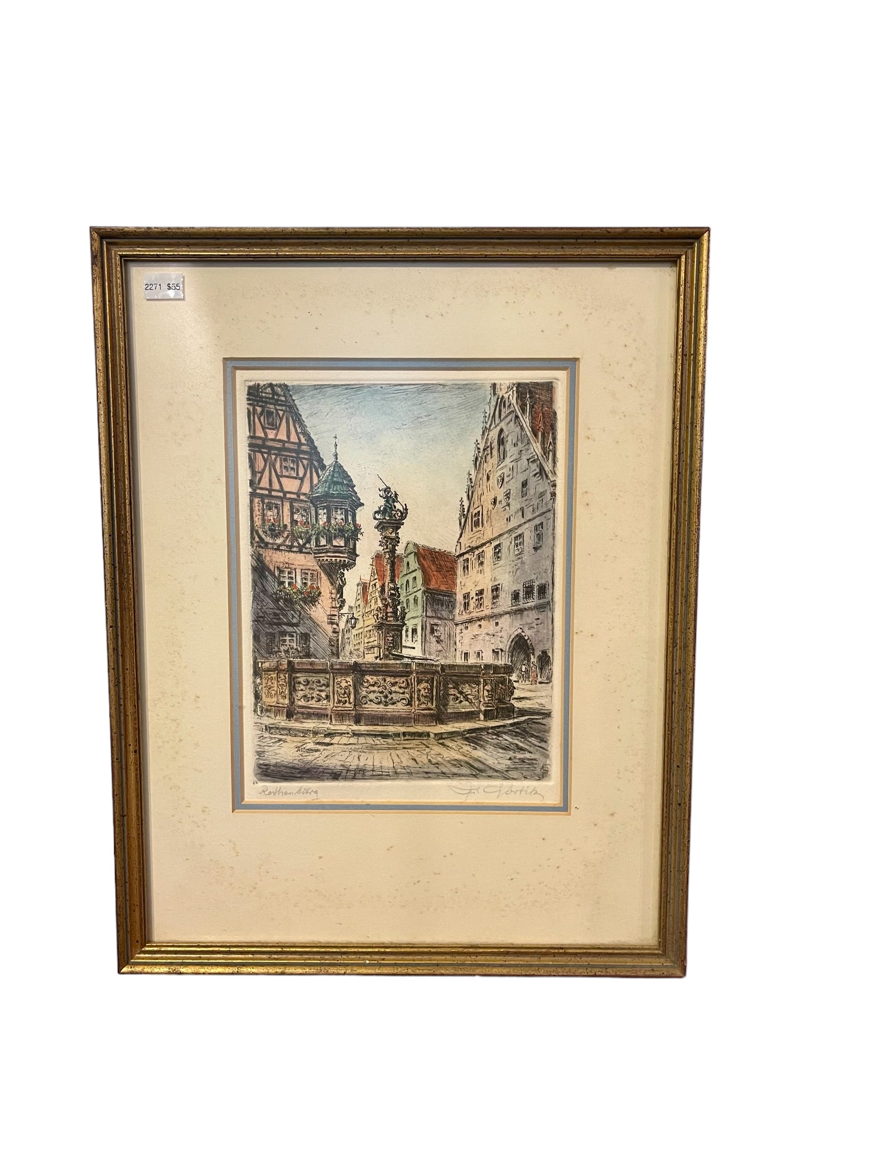 Rothenburg Signed and Colored Lithograph