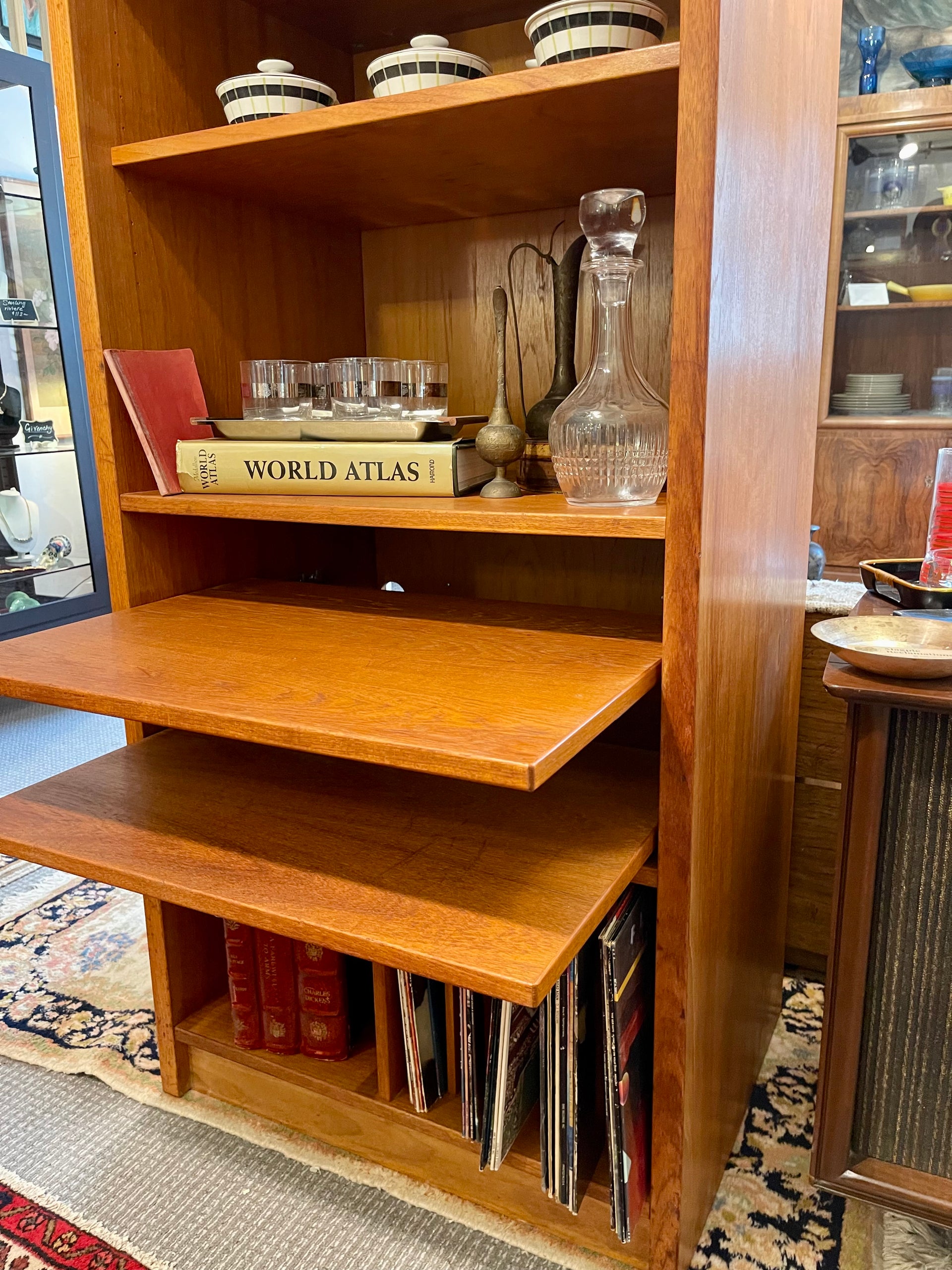 Jesper Scandinavian Modern Teak Record Cabinet/Bookshelf