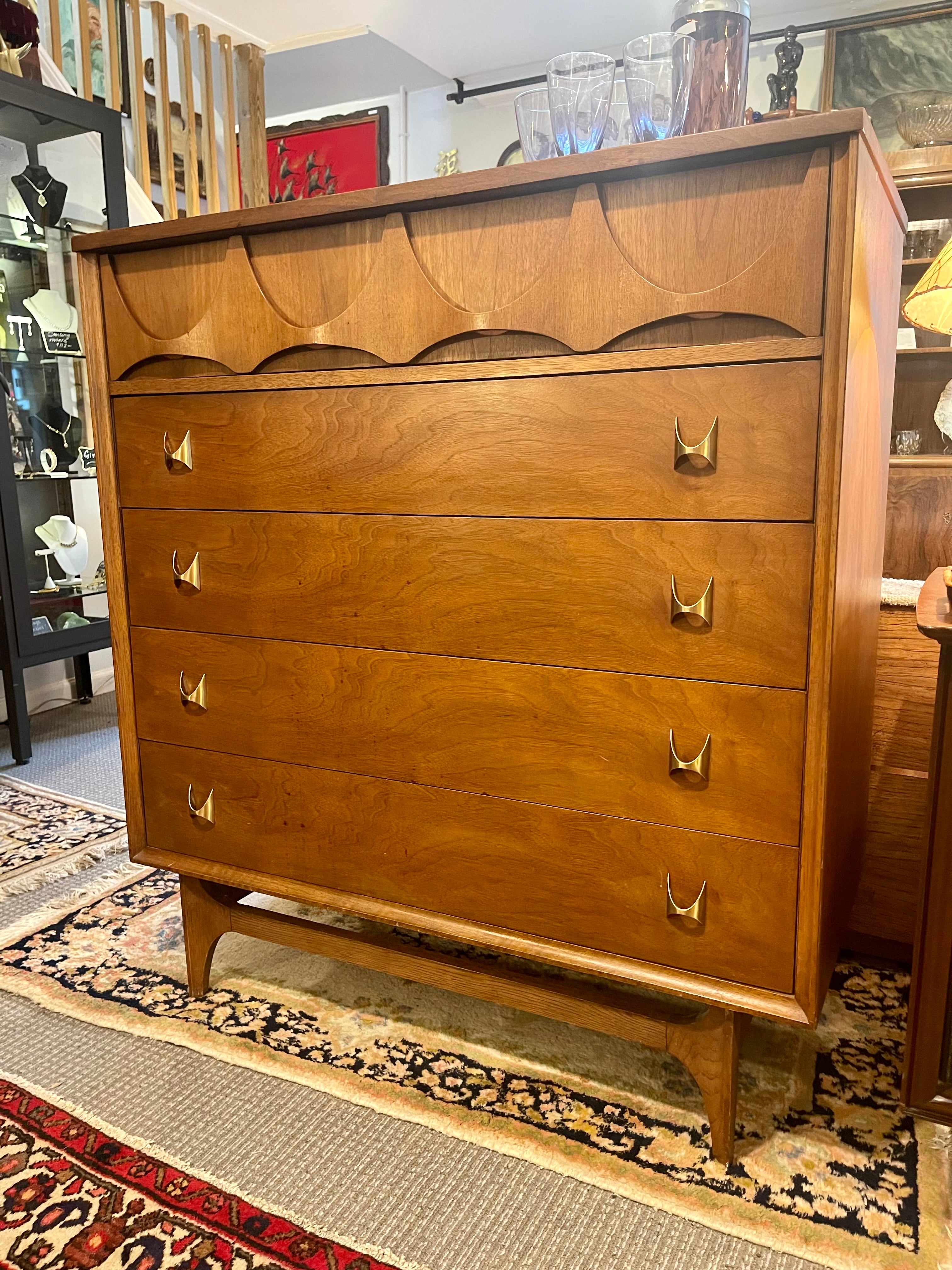 Midcentury Modern Broyhill Brasilia Five Drawer Tallboy Dresser Midcentury Modern Broyhill Brasilia Five Drawer Tallboy Dresser