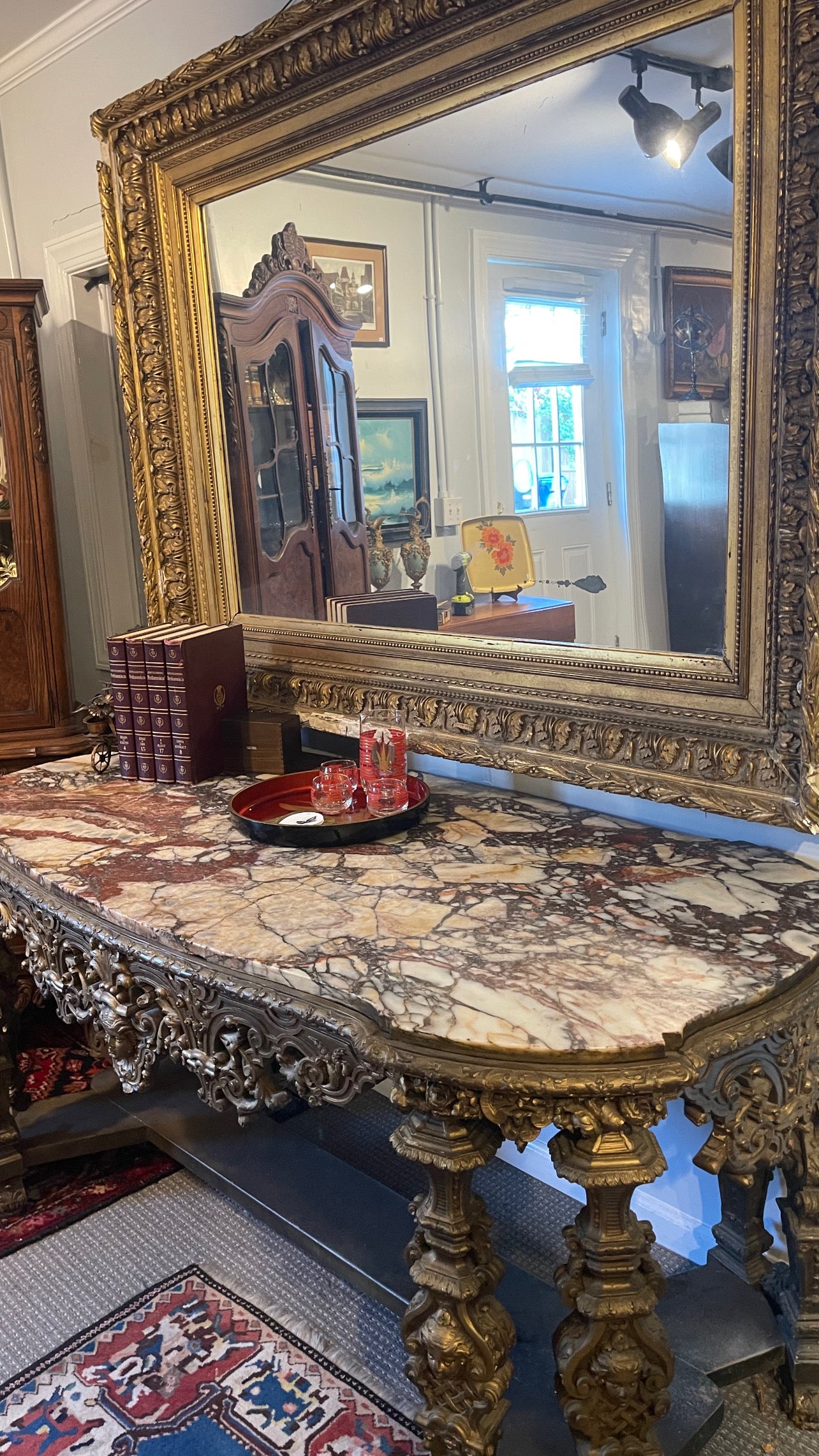 Antique Neoclassical Italian Marble Gilt Table