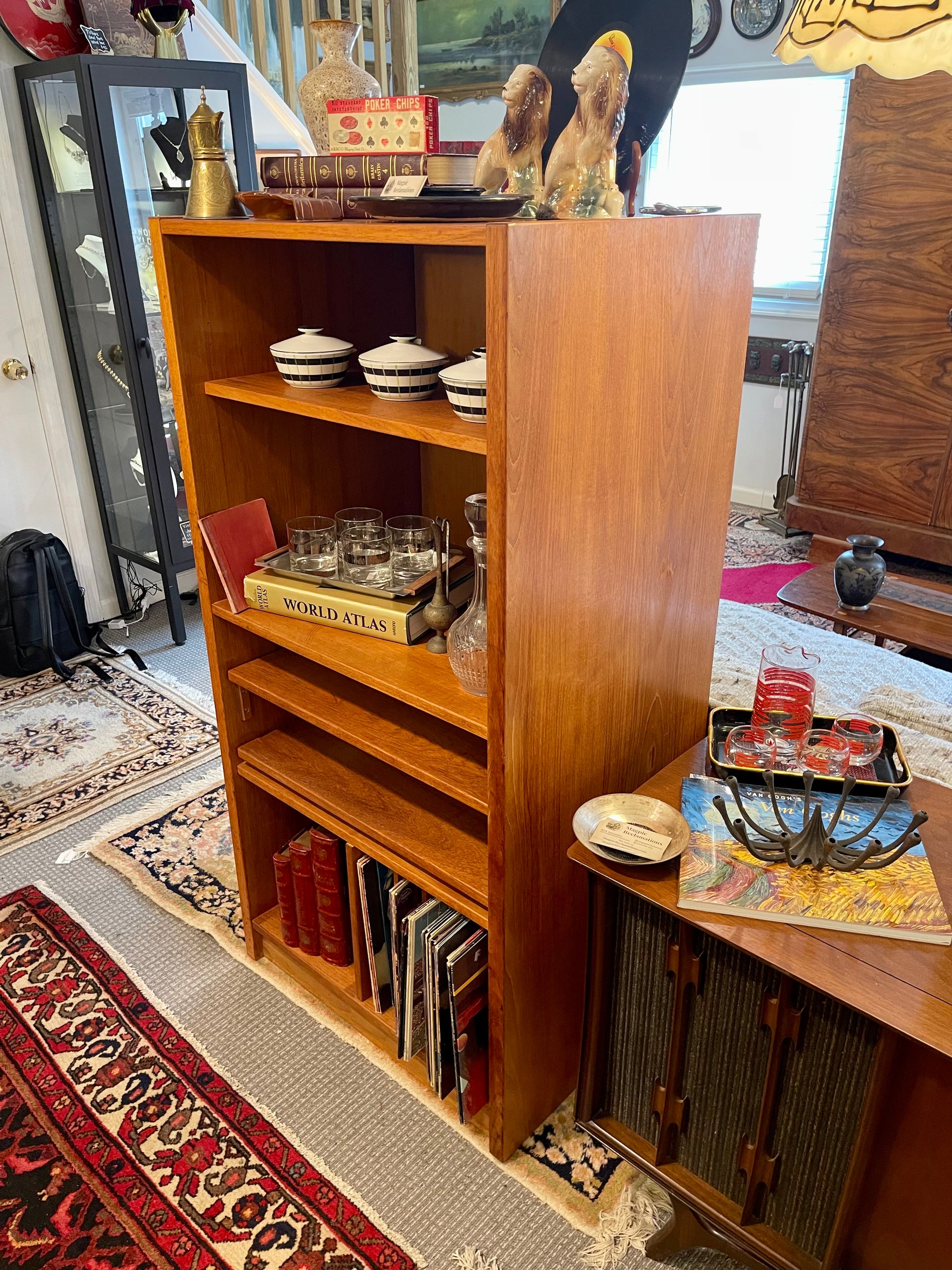 Jesper Scandinavian Modern Teak Record Cabinet/Bookshelf