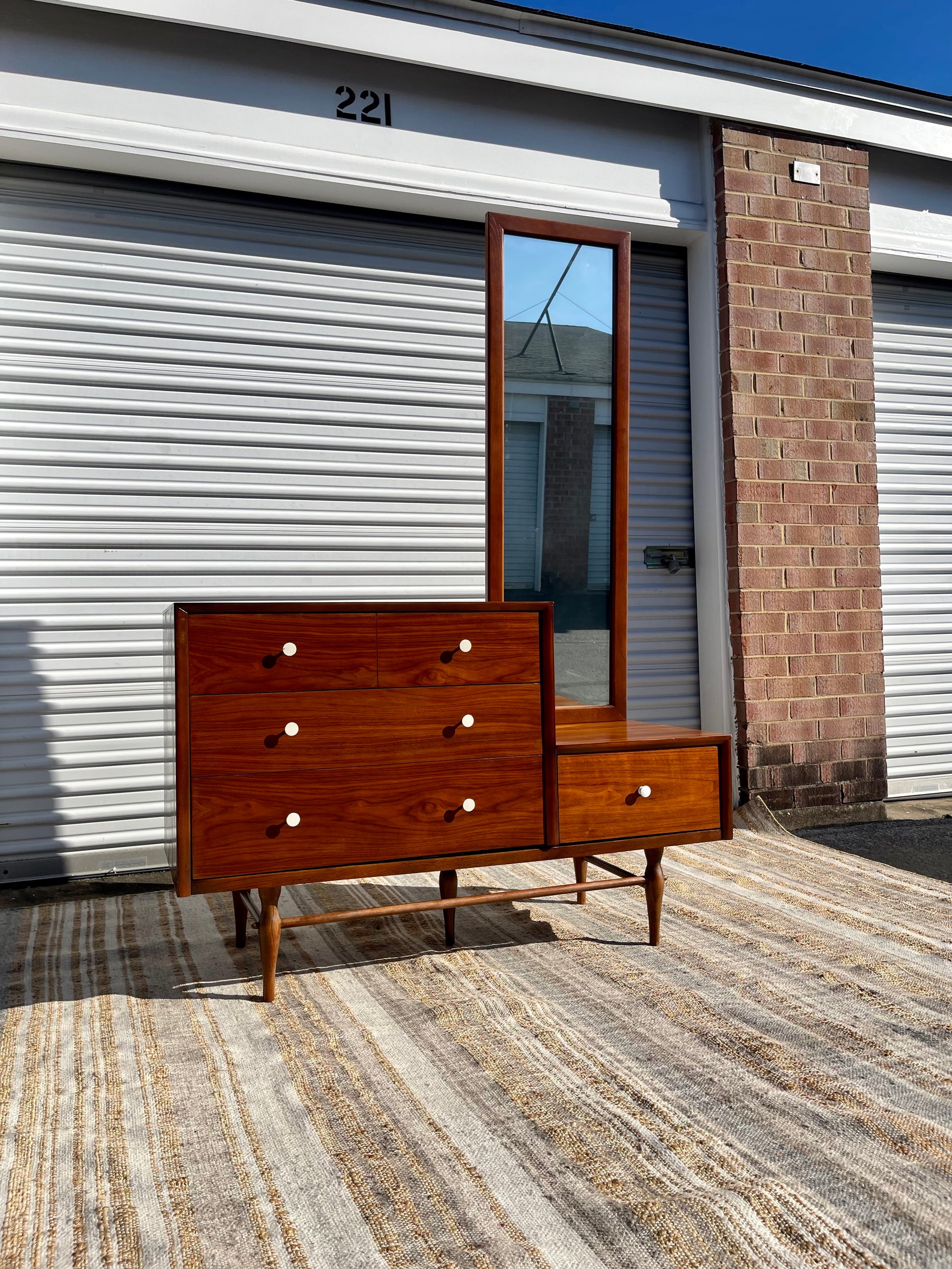 Midcentury Modern Chest of Drawers with Mirror by Harmony House
