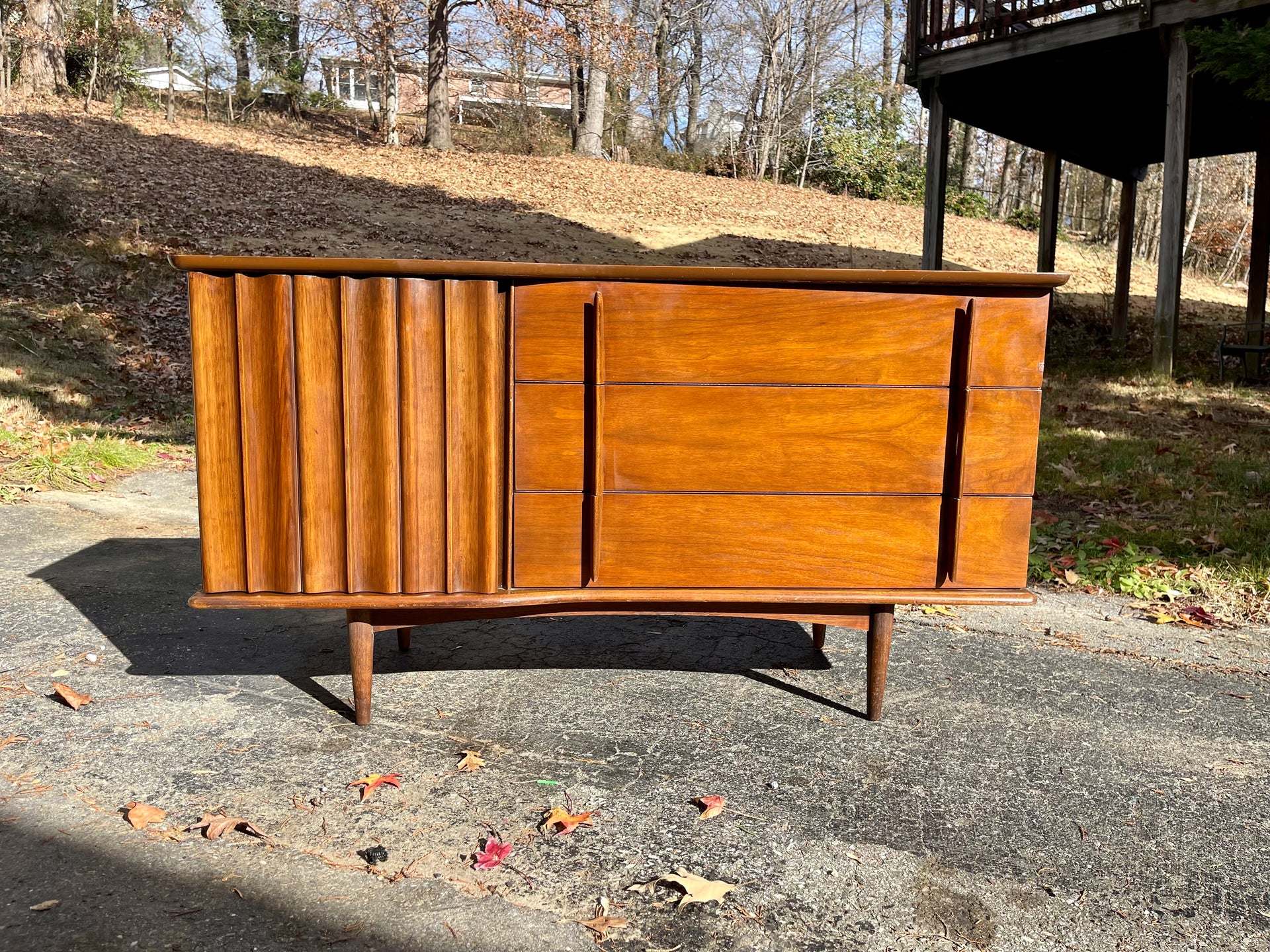 United Furniture Midcentury Modern Petite Walnut Credenza