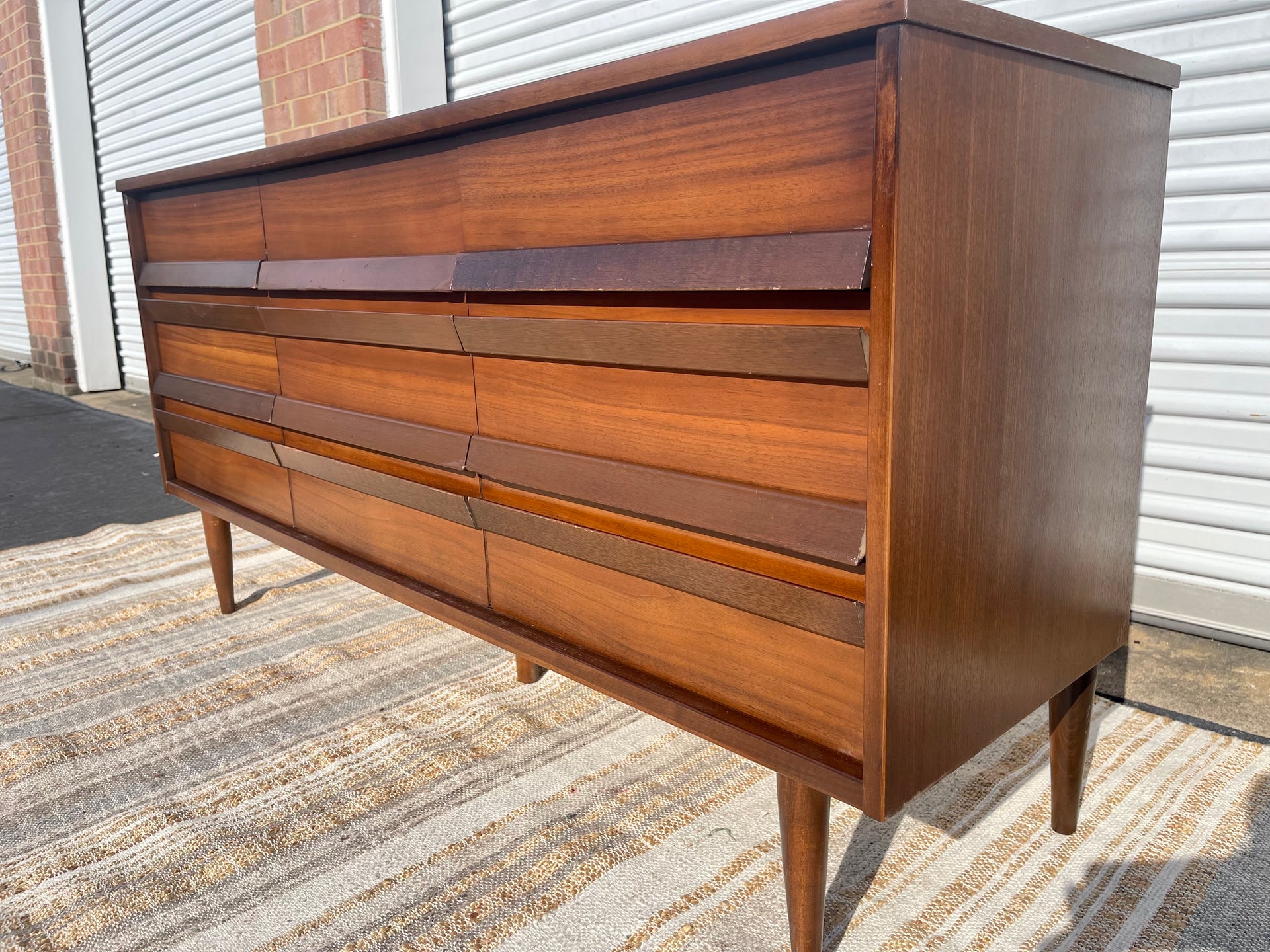 Midcentury Modern Nine Drawer Lowboy Dresser by Bassett