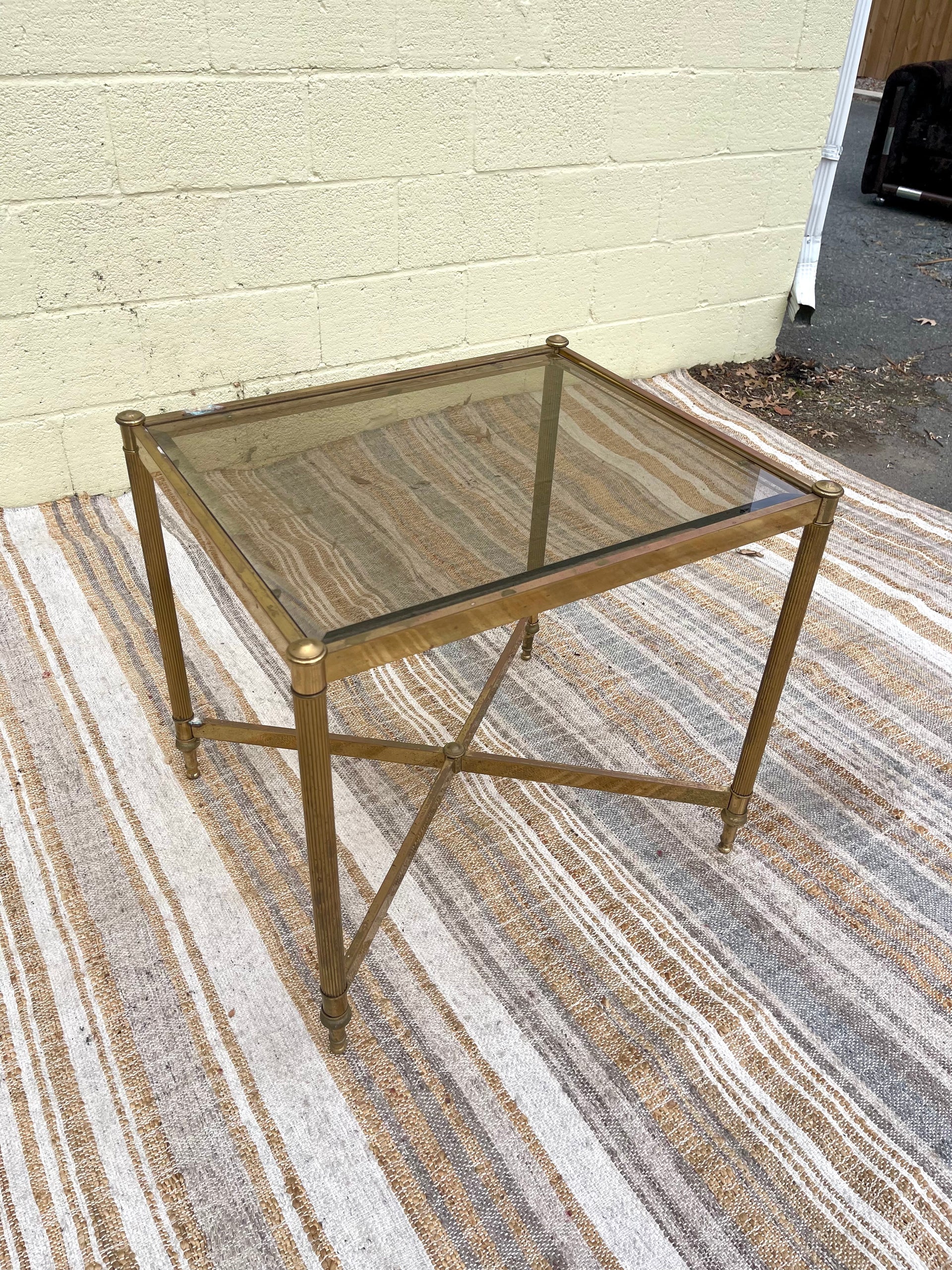 Smoked Glass and Brass Side Table