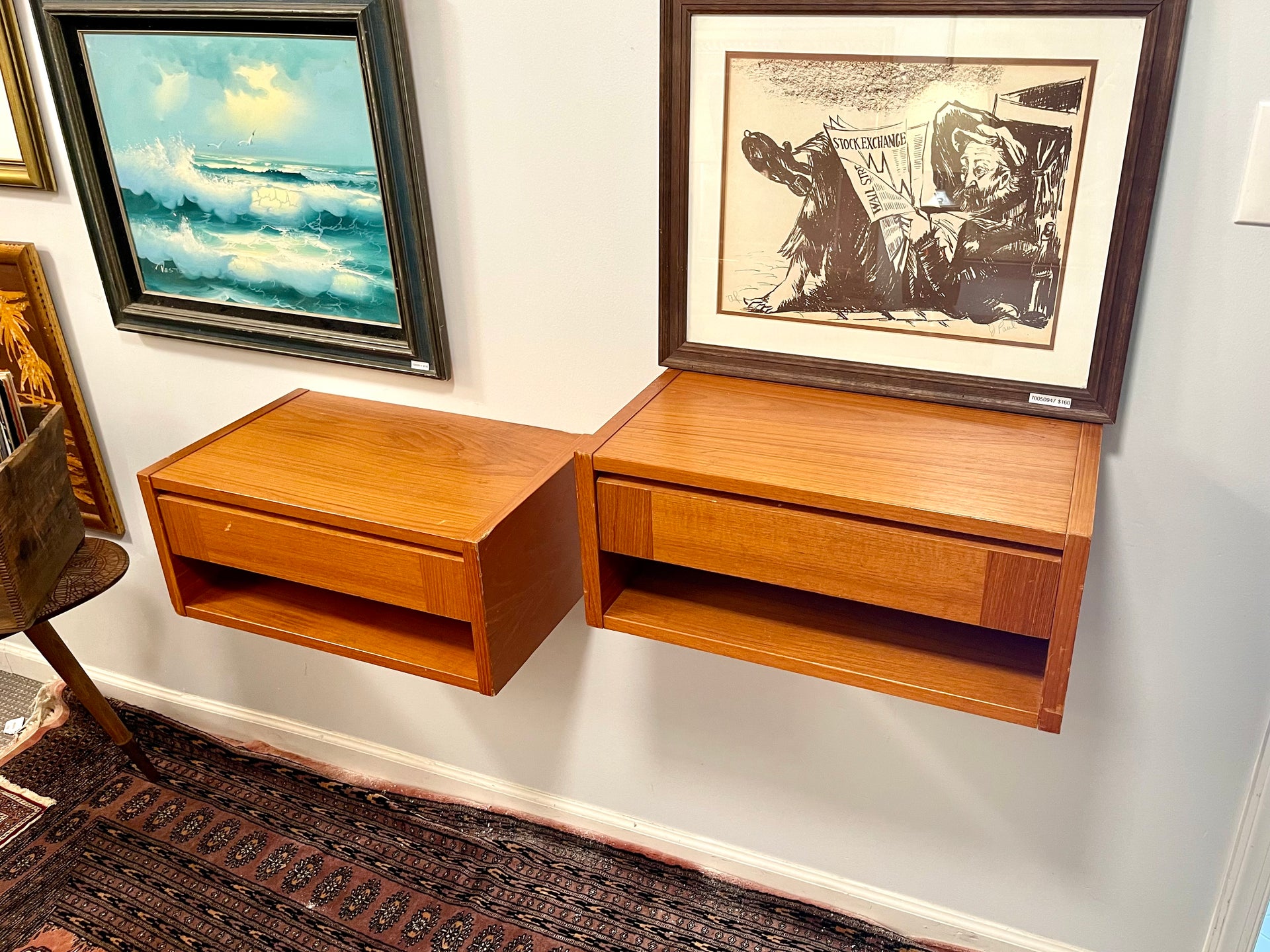 Danish Teak Floating Nightstands