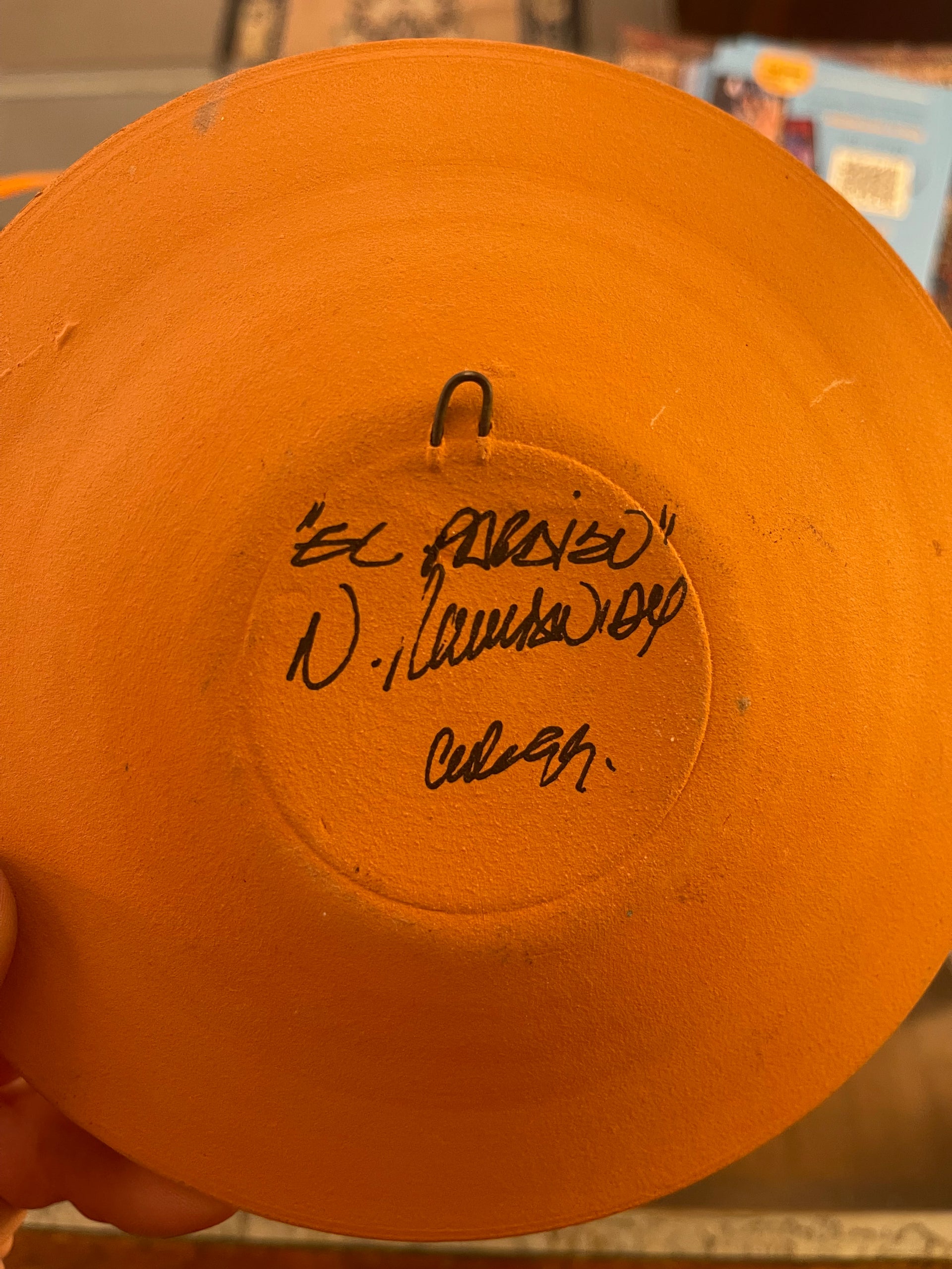 Signed Terracotta Painted and Glazed Plate