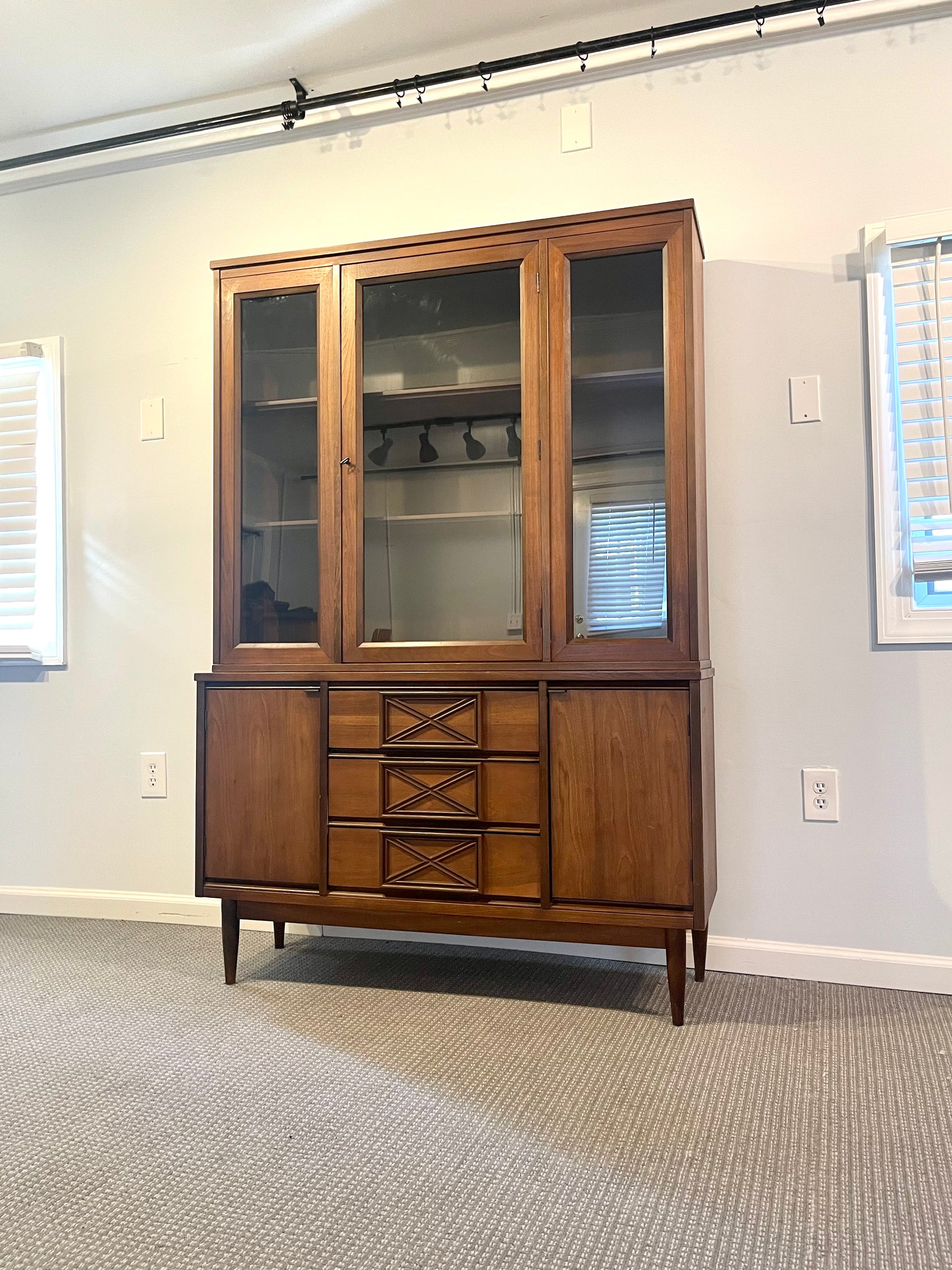 Midcentury Modern Petite China Cabinet by Bassett