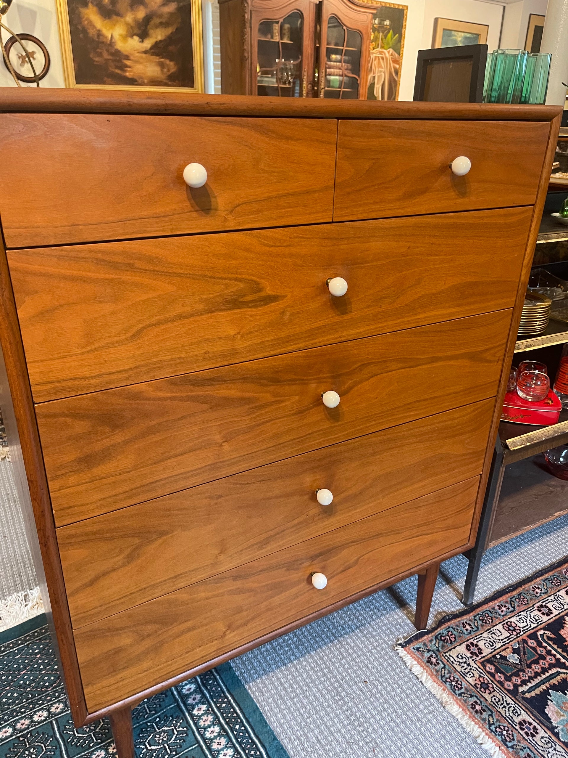 Drexel Declaration Midcentury Modern Tallboy Dresser