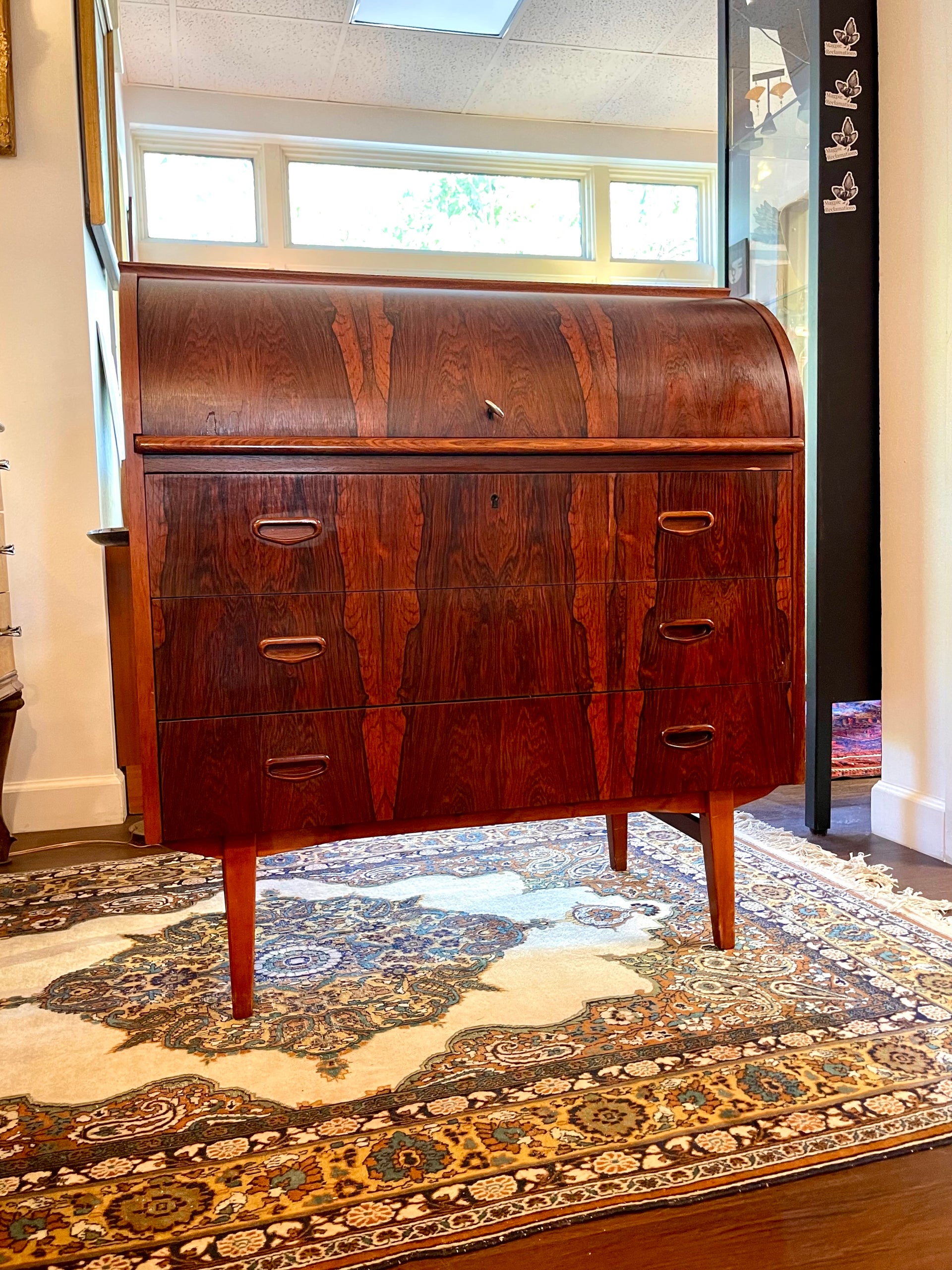 Scandinavian Modern Rosewood Roll Top Secretary Desk by Egon Ostergaard for Svensk Mobelindustri