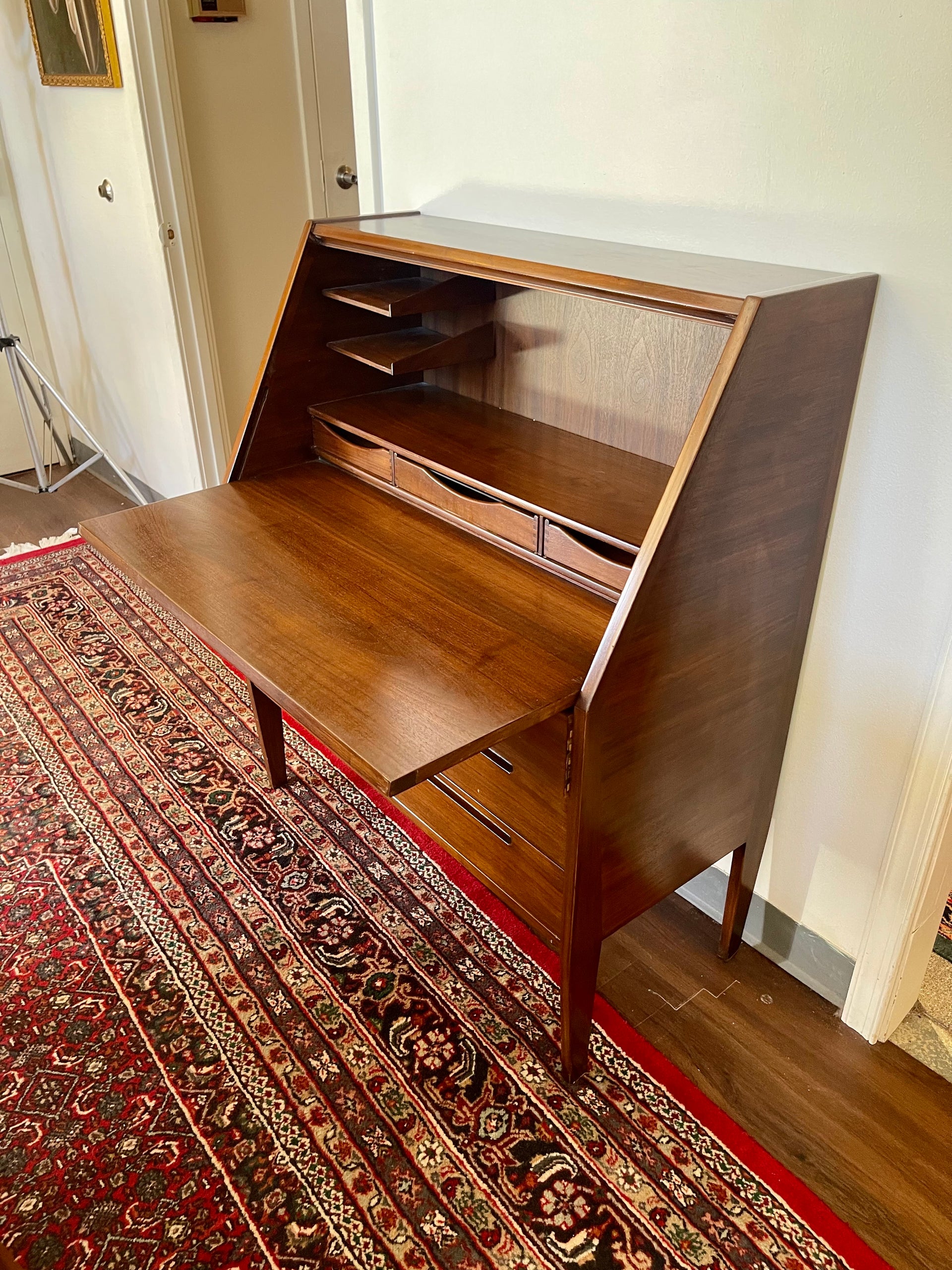 Scandinavian Modern Walnut Secretary Desk by Nils Jonsson for HJN Mobler