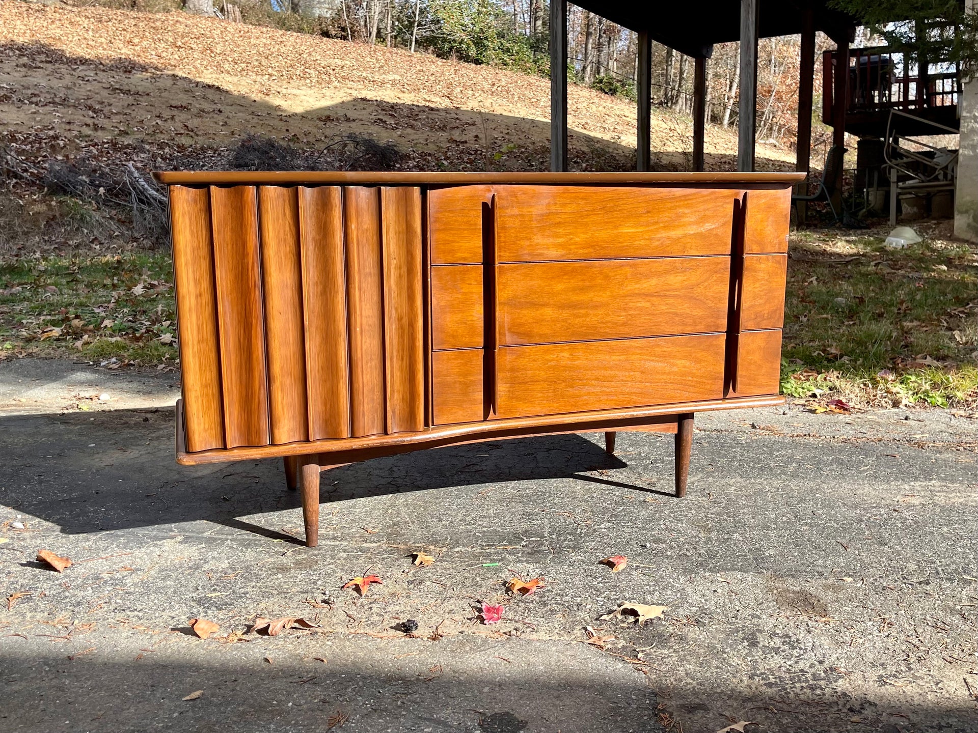 United Furniture Midcentury Modern Petite Walnut Credenza