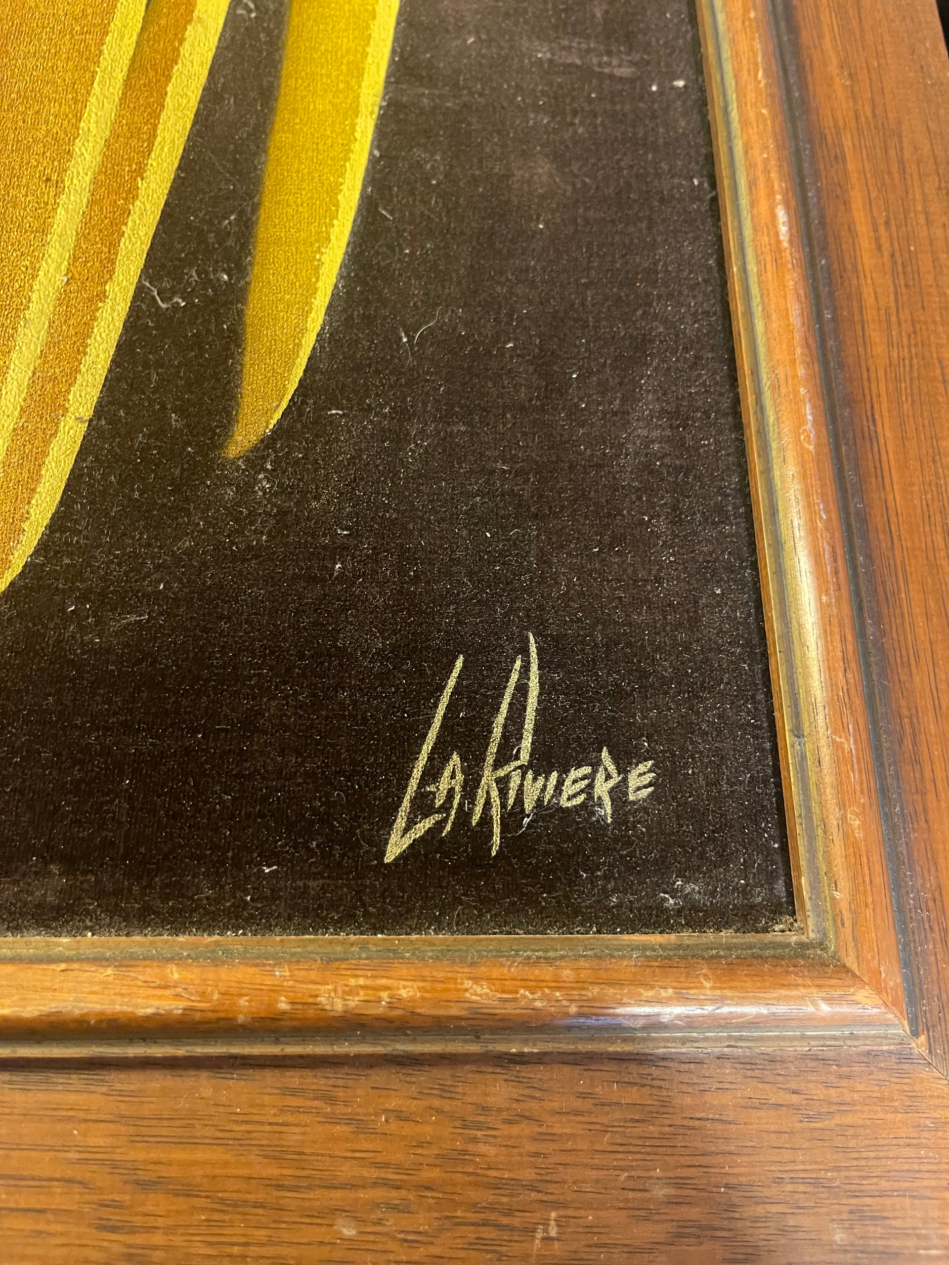 Midcentury Modern Oil on Felt Still Life Painting signed La Rivière