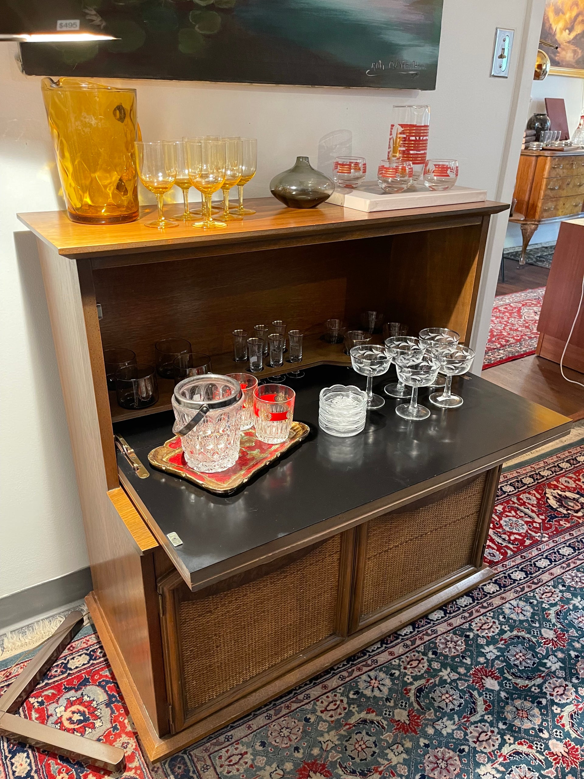 Midcentury Modern Petite Bar Cabinet