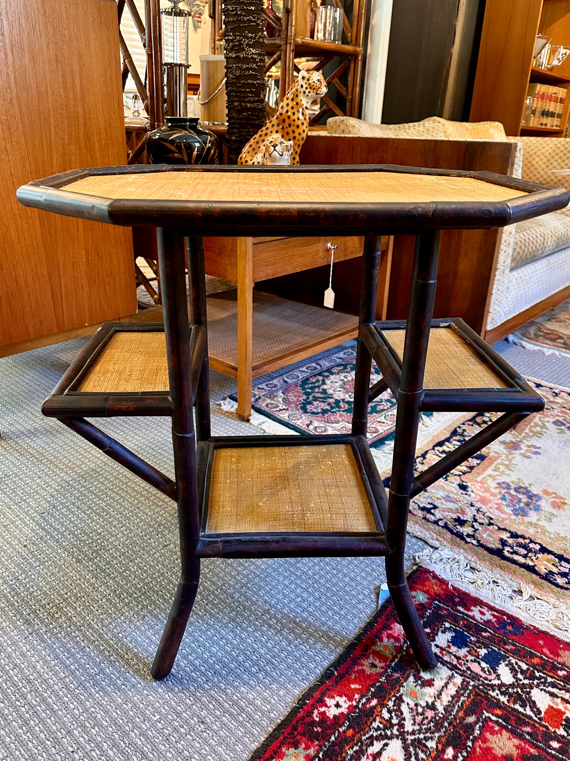 Bamboo and Rattan Octagonal Side Table