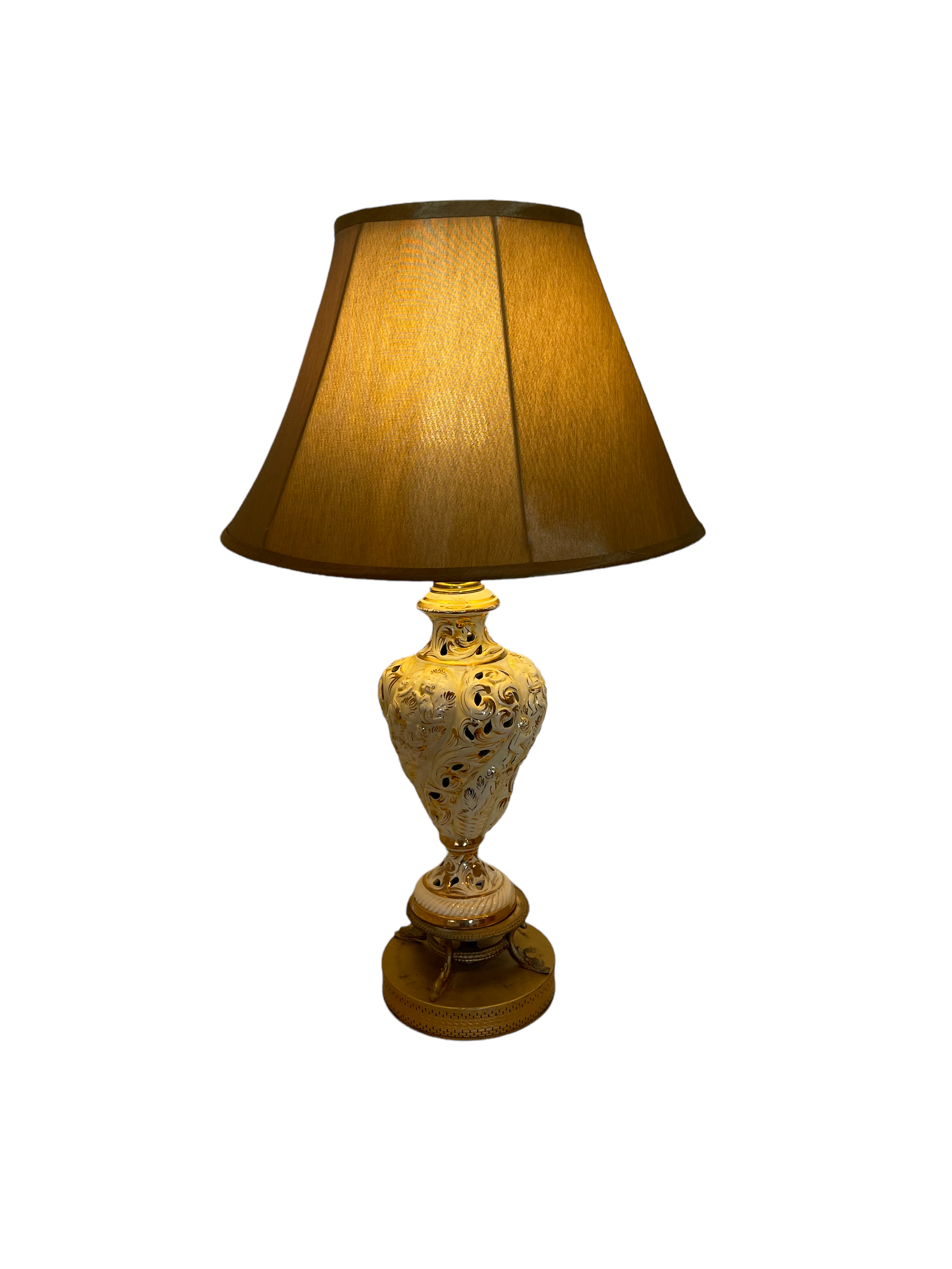 Midcentury Italian Handpainted Capodimonte Lamp