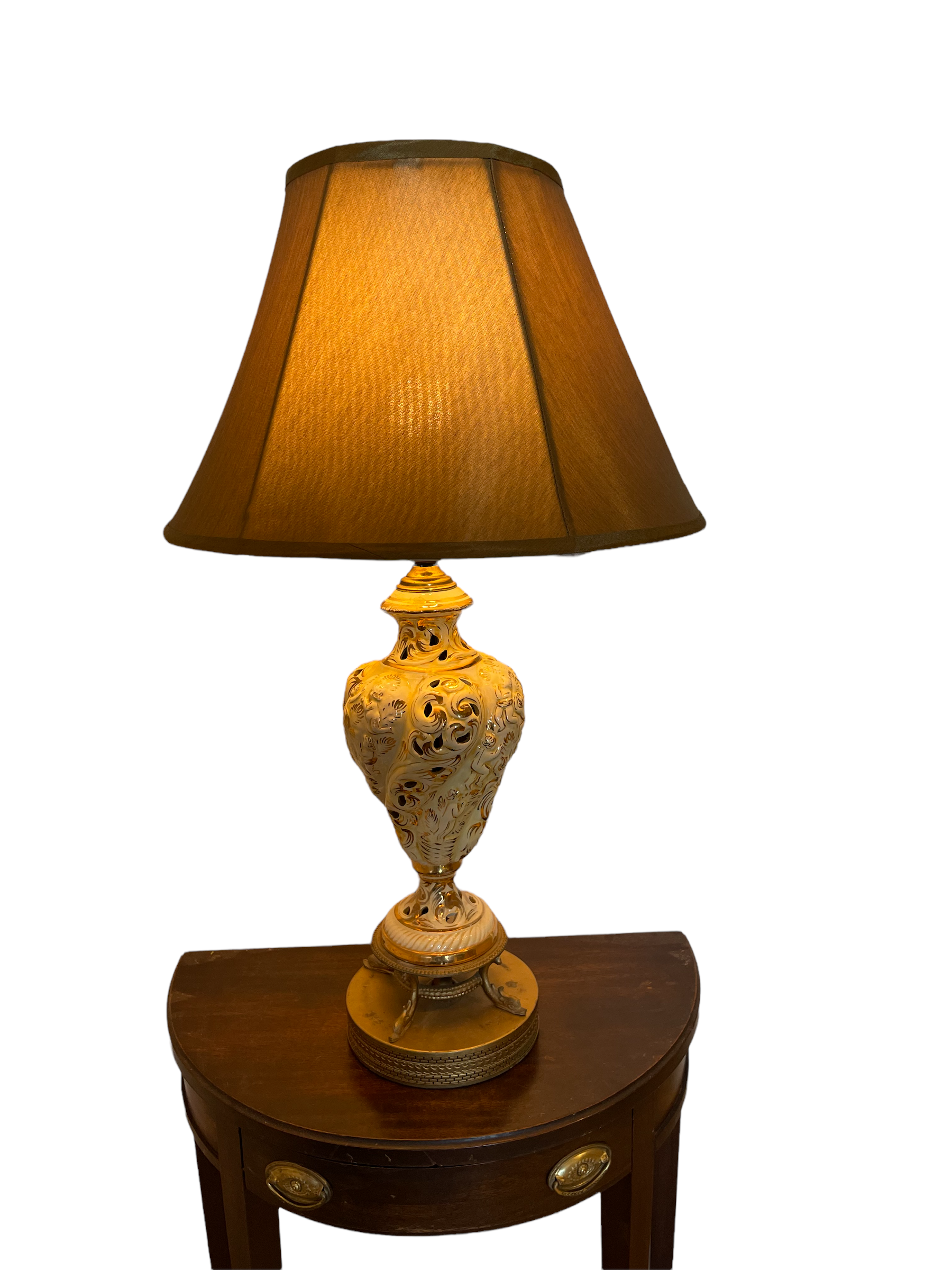 Midcentury Italian Handpainted Capodimonte Lamp
