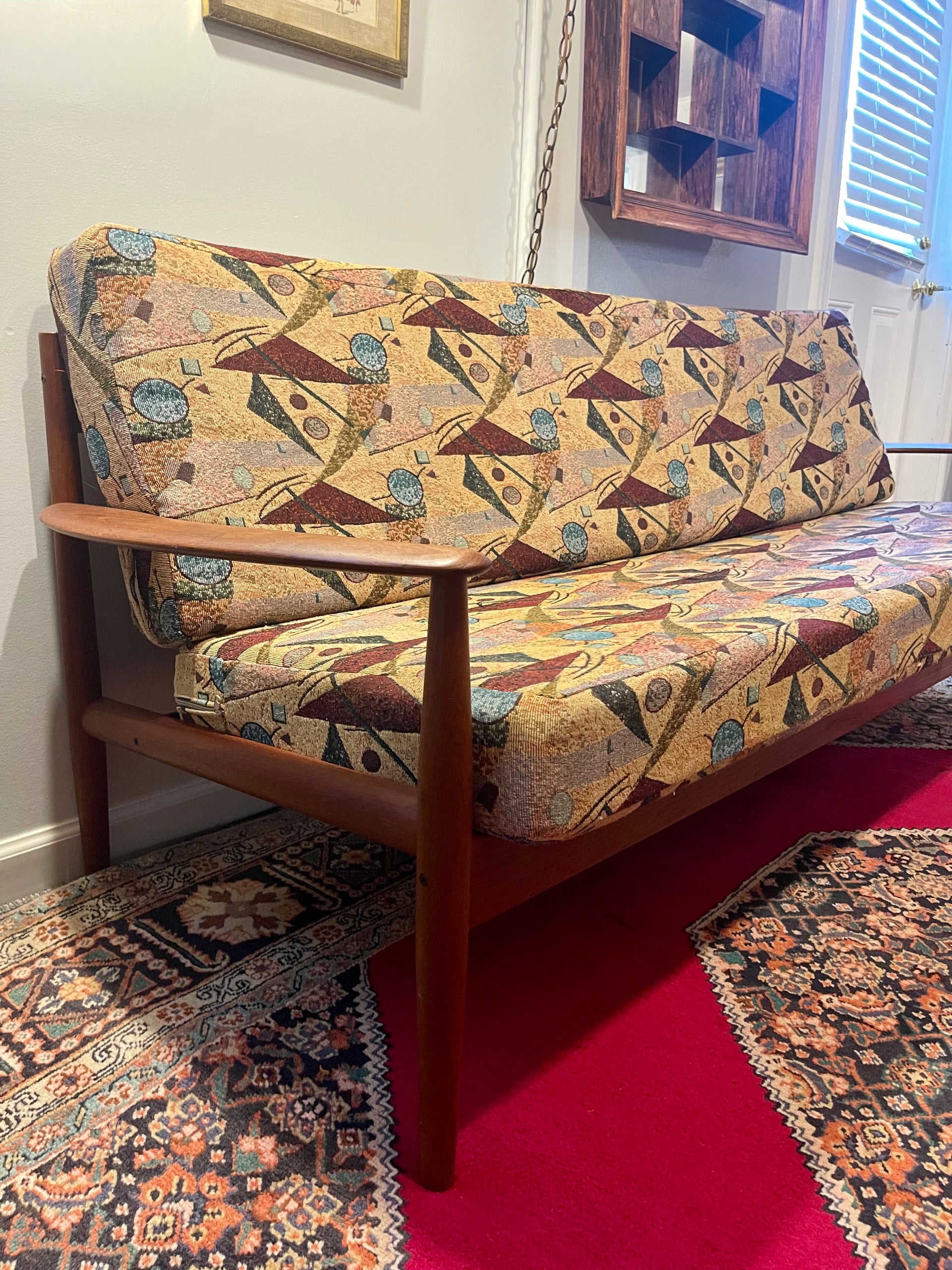 Danish Modern Solid Teak Sofa by John Stuart for France & Son with Upholstered Cushions