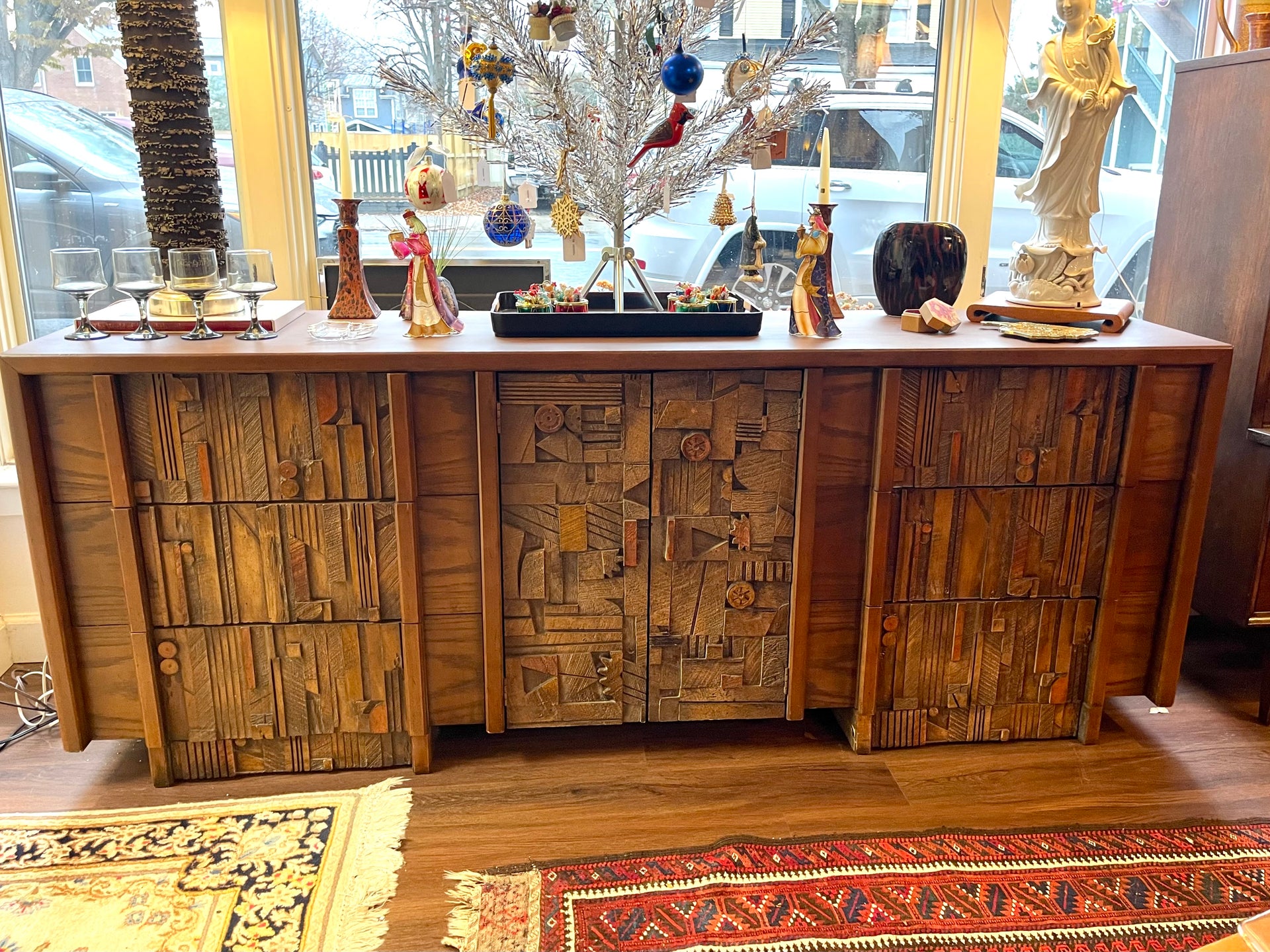 Lane “Pueblo” Brutalist Nine Drawer Lowboy Dresser