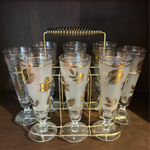 Gold Leaf Glasses Set + Rack