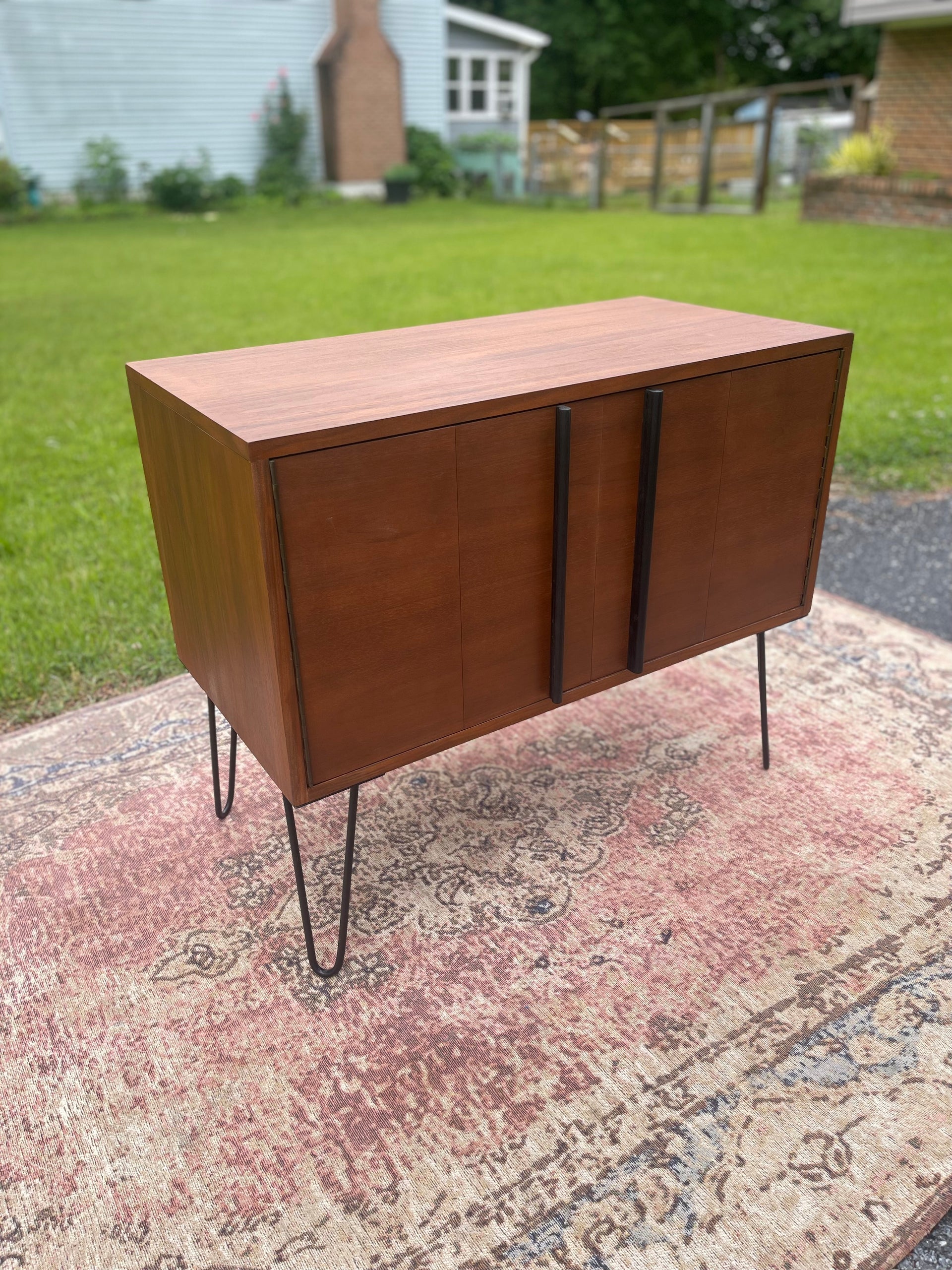 Reclaimed Midcentury Modern Petite Walnut Cabinet