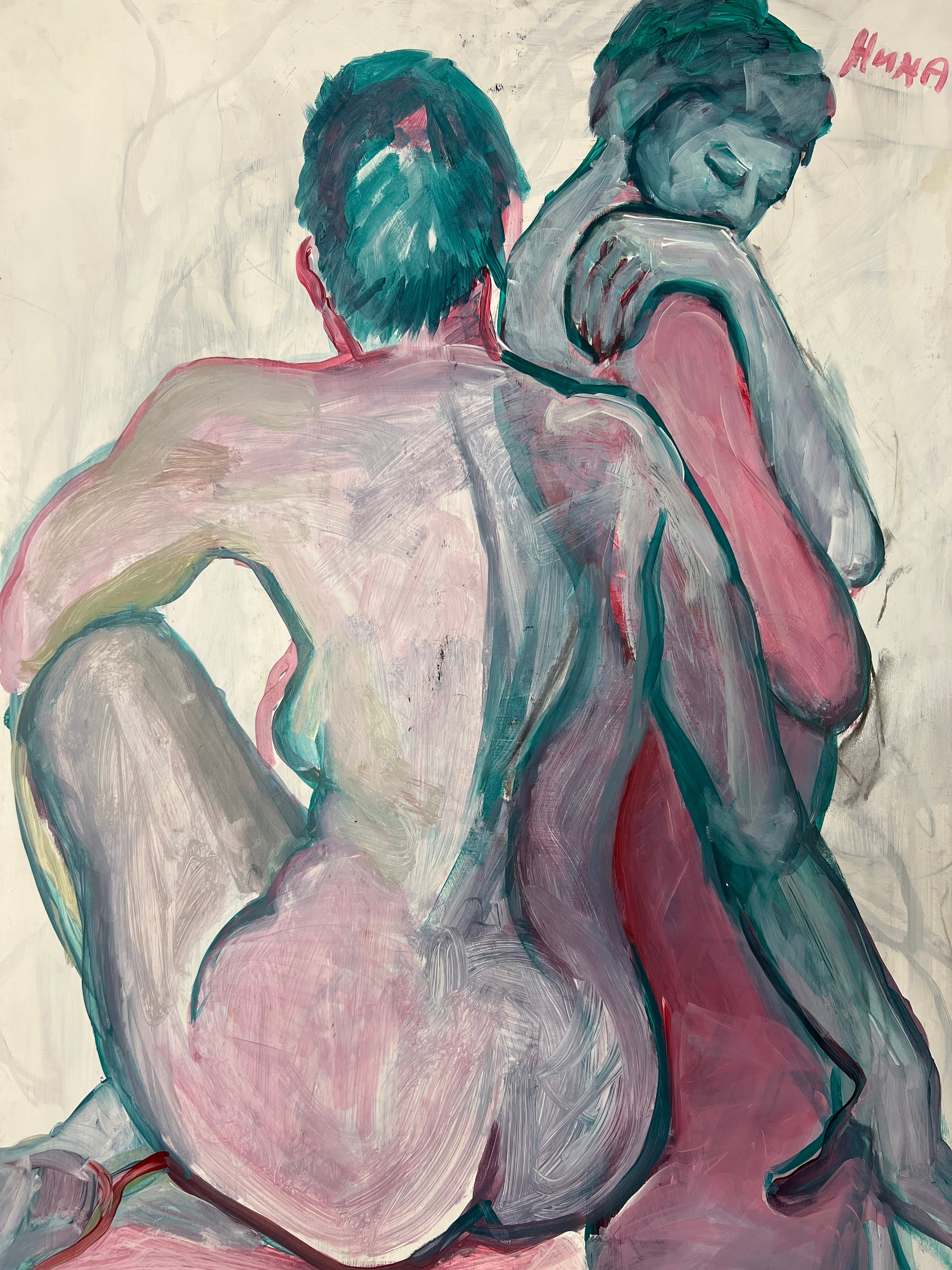 Pink and Teal Nude Acrylic (Nina Gelin-Meier Collection)