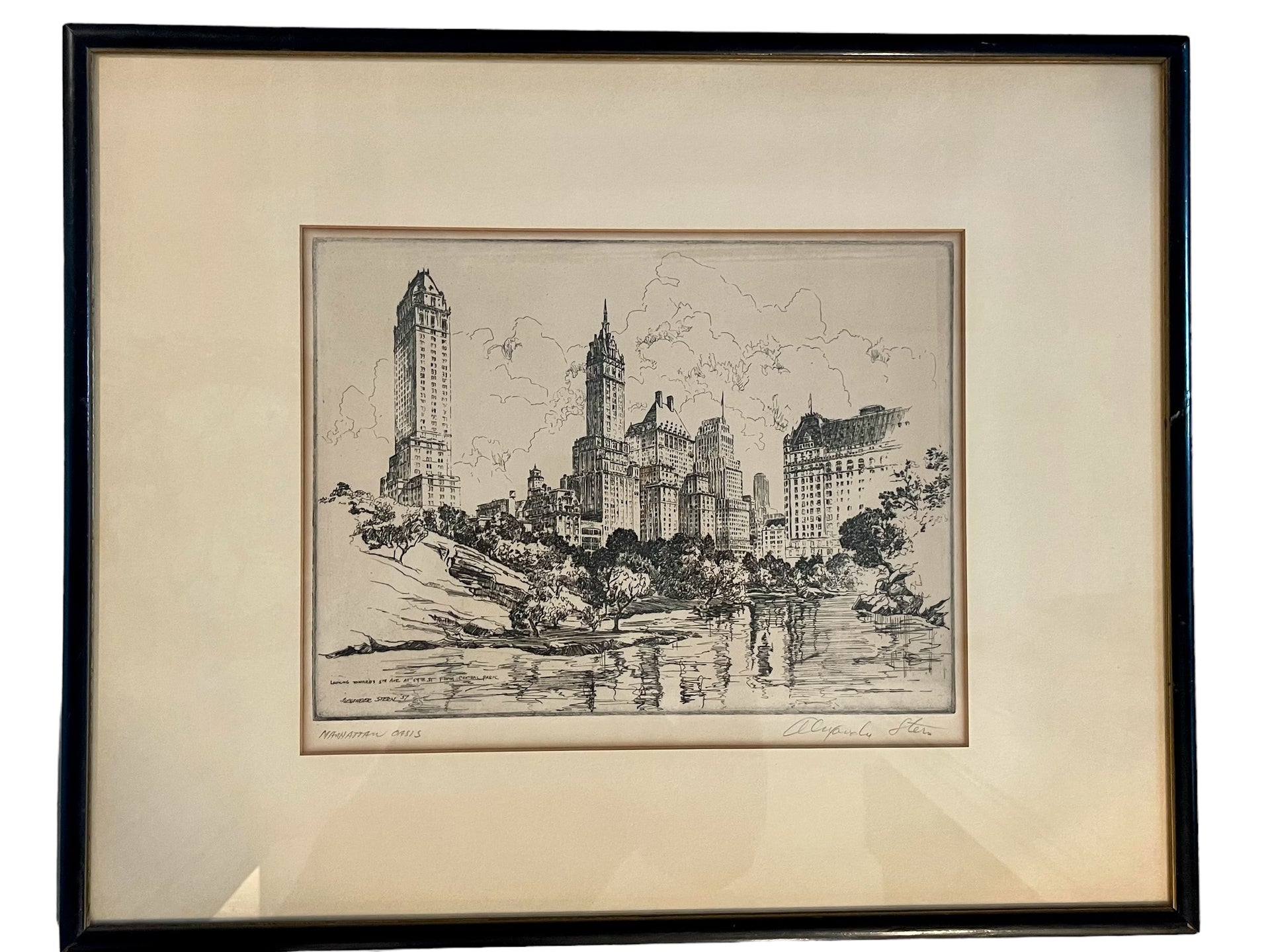 “Manhattan Oasis” Signed Original Etching by Alexander Stern