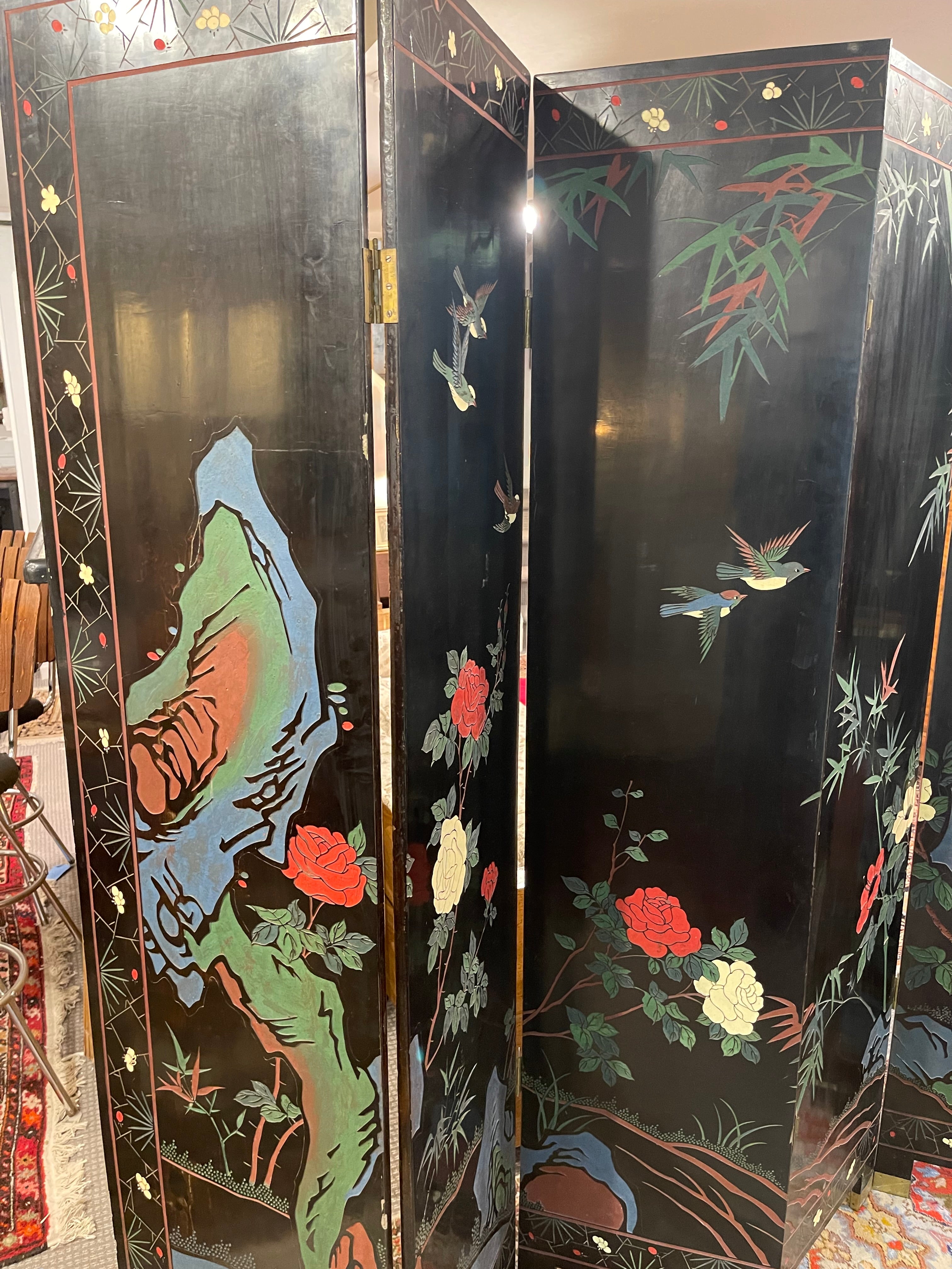 Screen Laquer Asiatic Black Lacquer Floor Screens – Magpie Reclamations