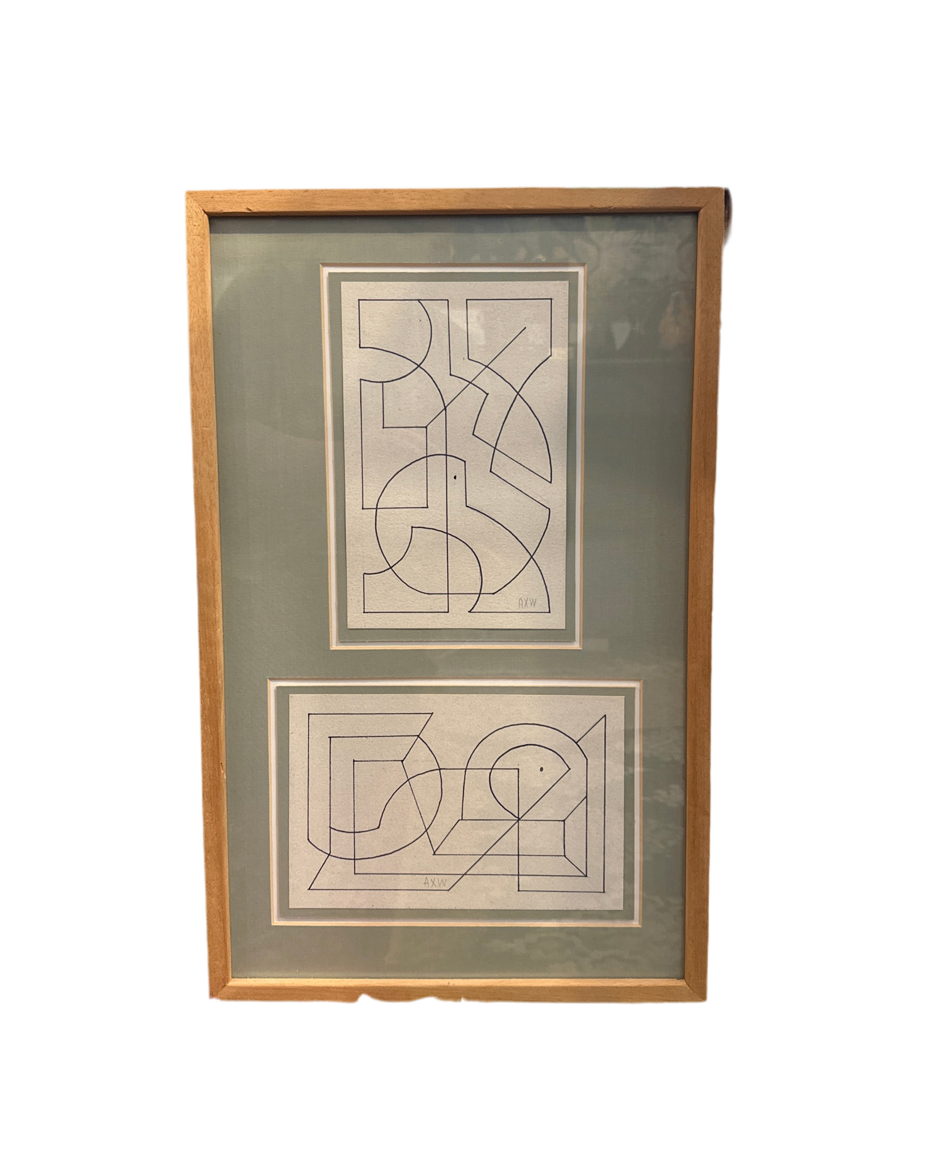 Double Geometric Minimalist Drawing