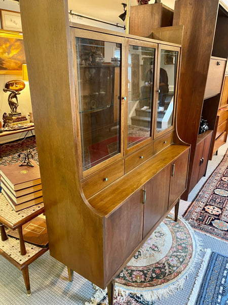 Midcentury Modern Walnut Petite China Cabinet from Kroehler