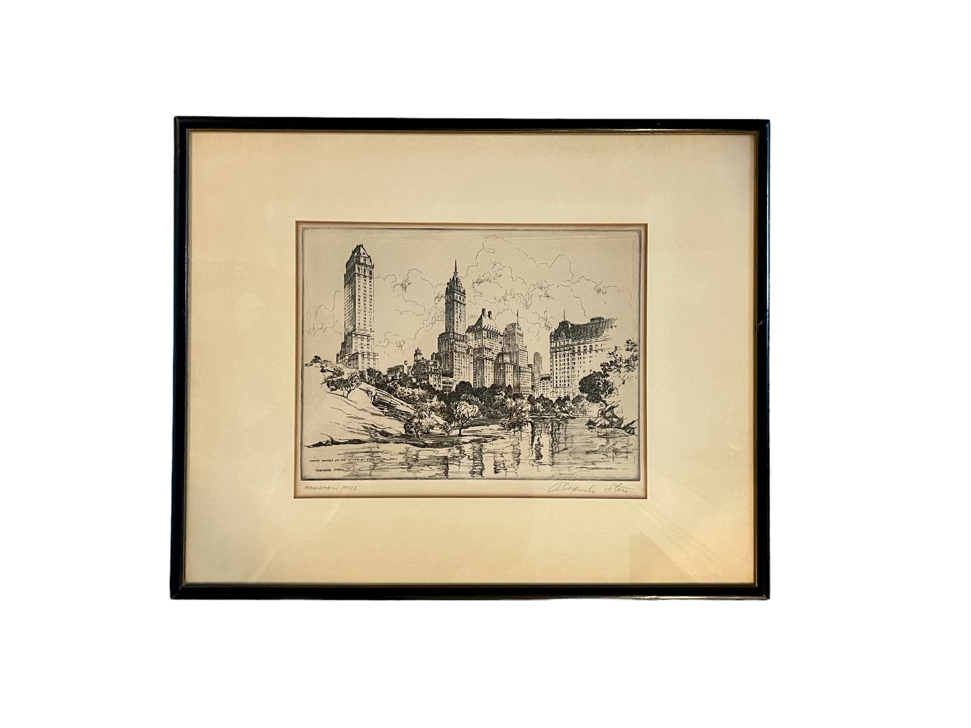 “Manhattan Oasis” Signed Original Etching by Alexander Stern