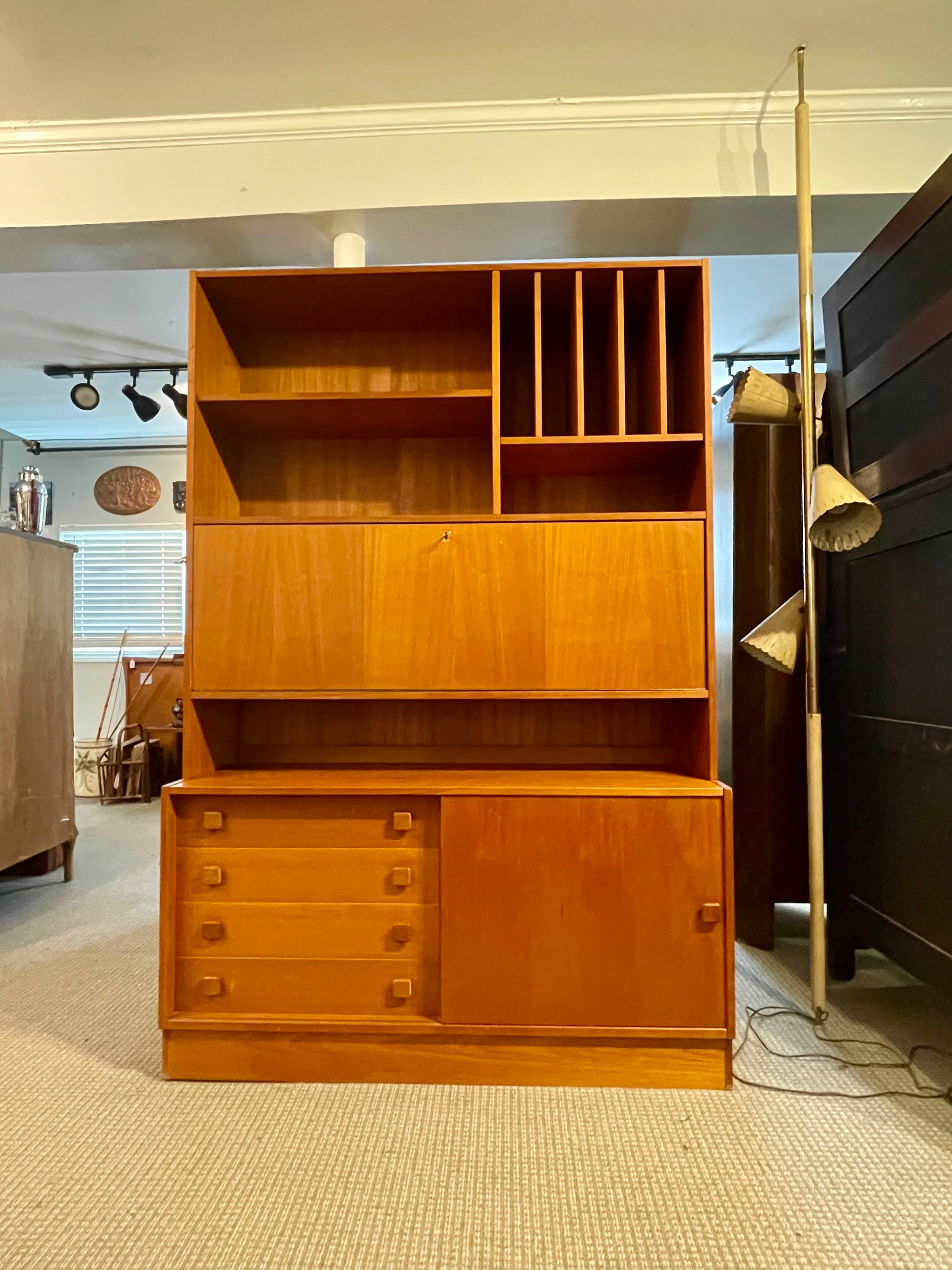 Domino Mobler Teak Wall Unit with Bookcase and Secretary